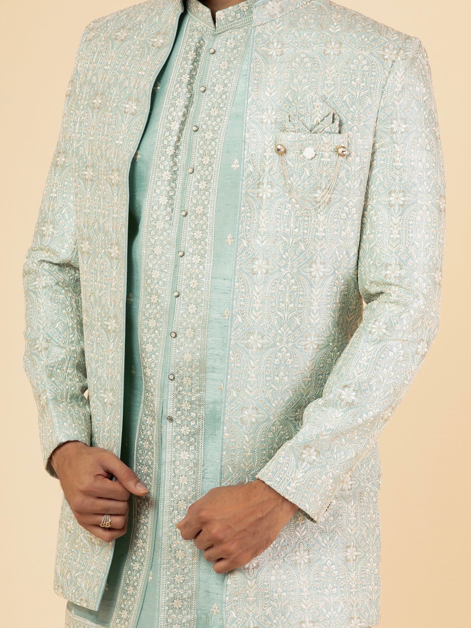 Seafoam Filigree Indowestern Set