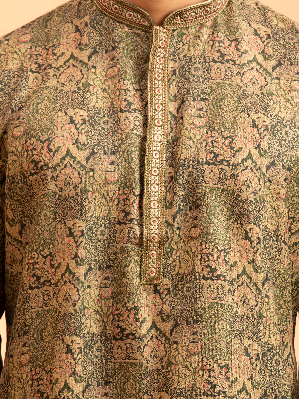 Earth-Toned Paisley Jacquard Kurta