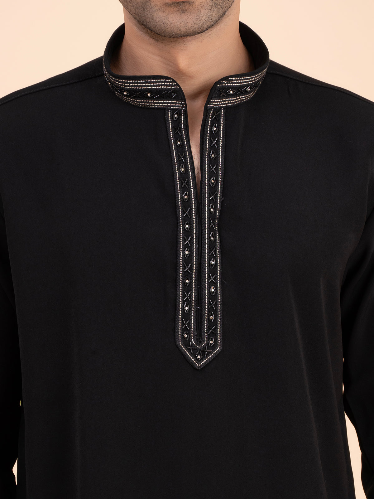 Midnight Noir Embellished Neck Kurta Set