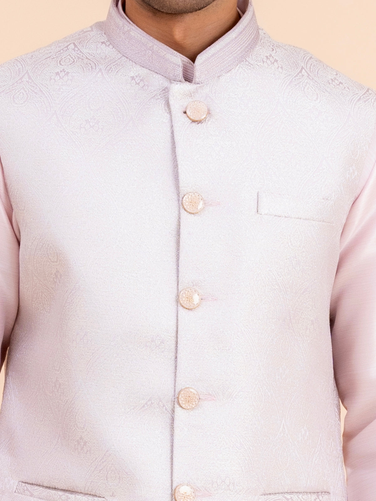 Light Pink Embroidered Nehru Jacket