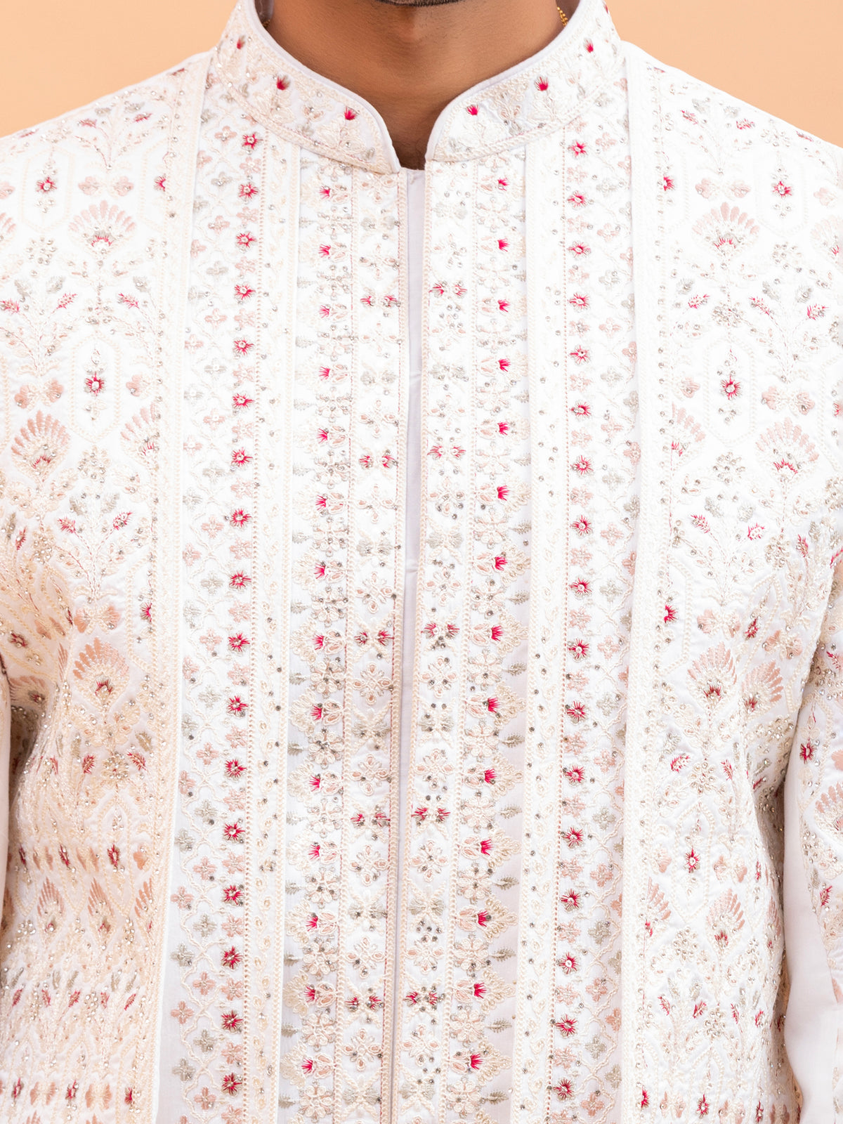 Ivory Floral Embroidered Sherwani
