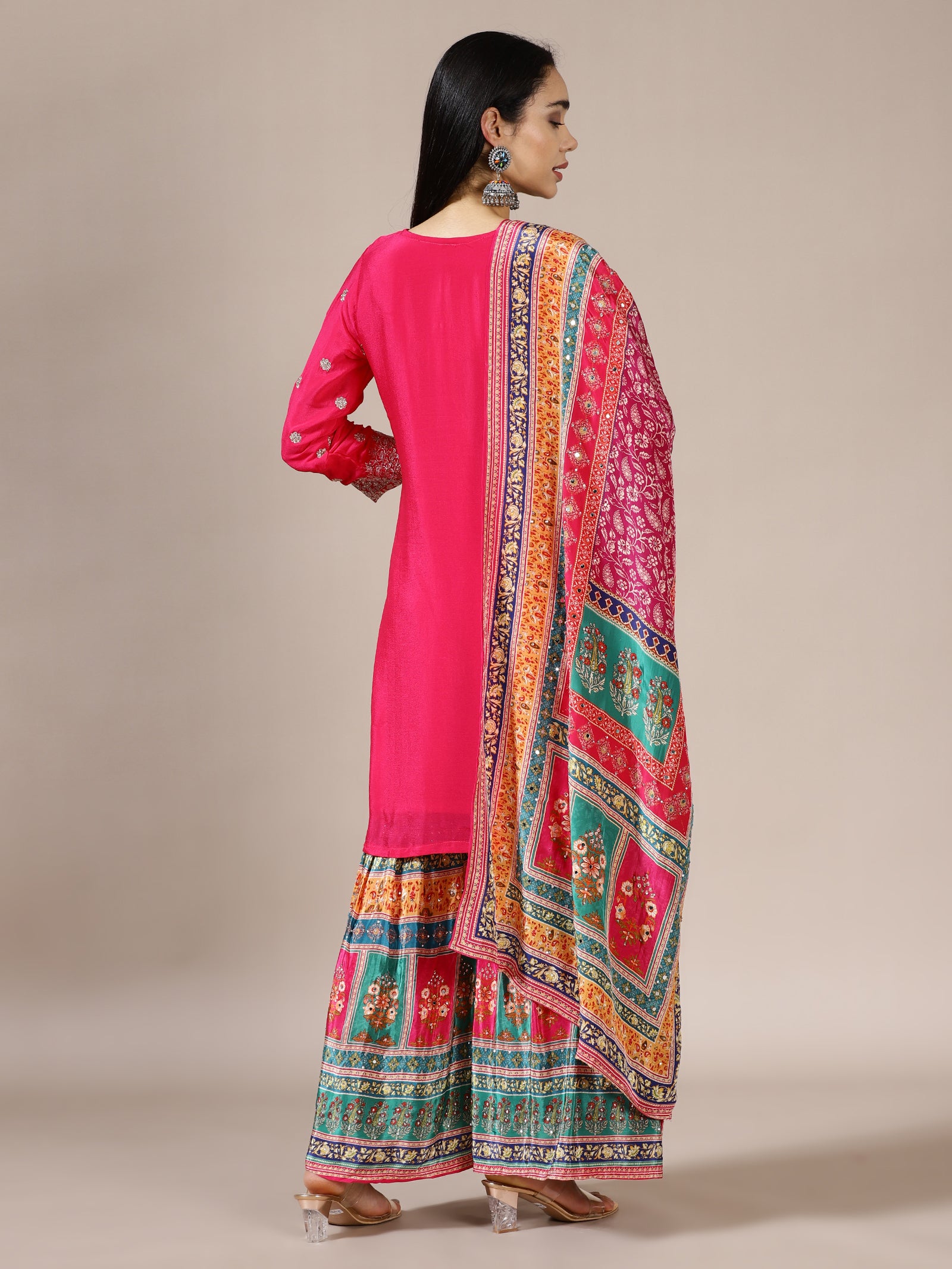 Rani Zari Kurta with Printed Gharara Set