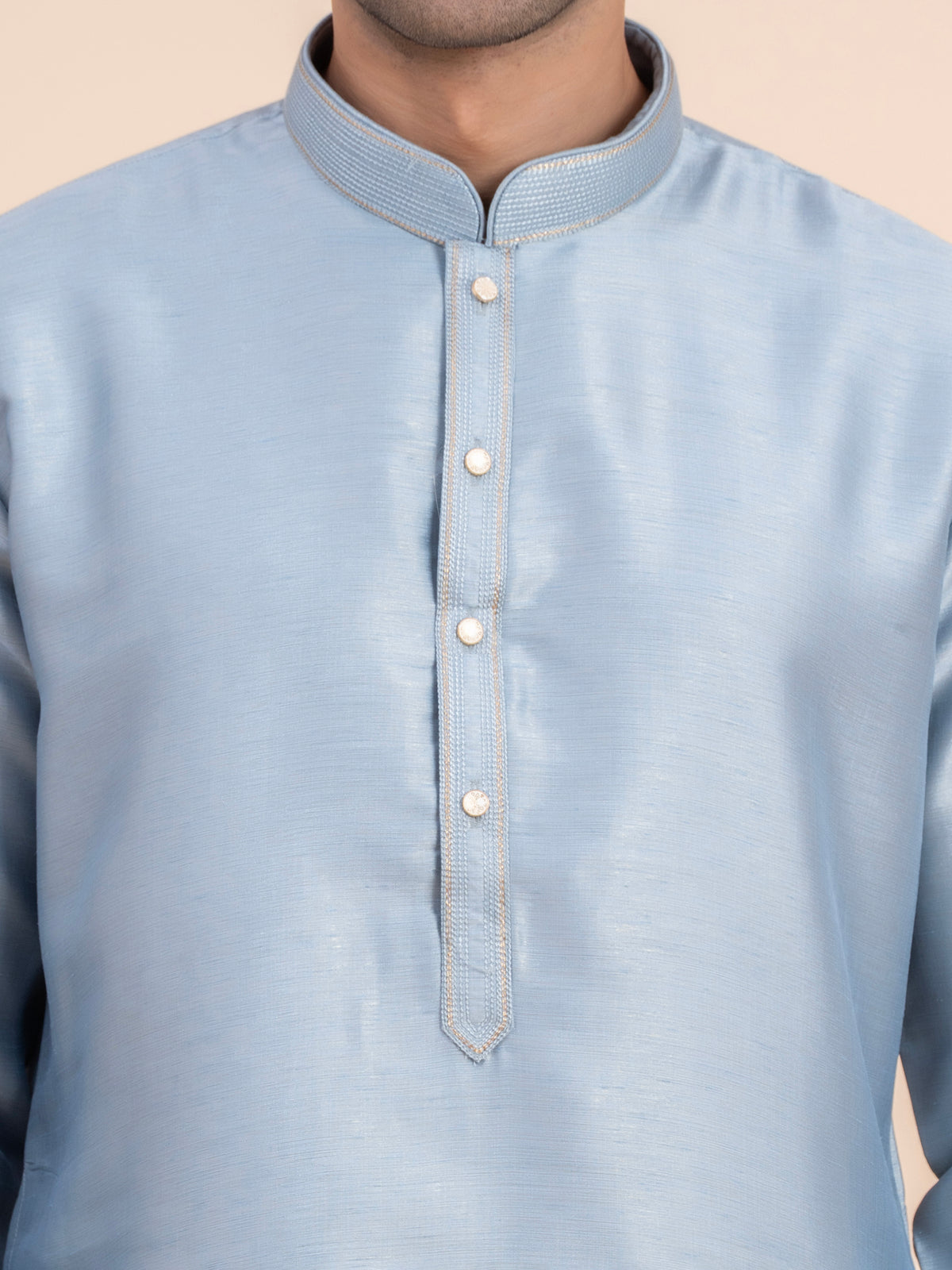 Steel Blue Solid Kurta Set