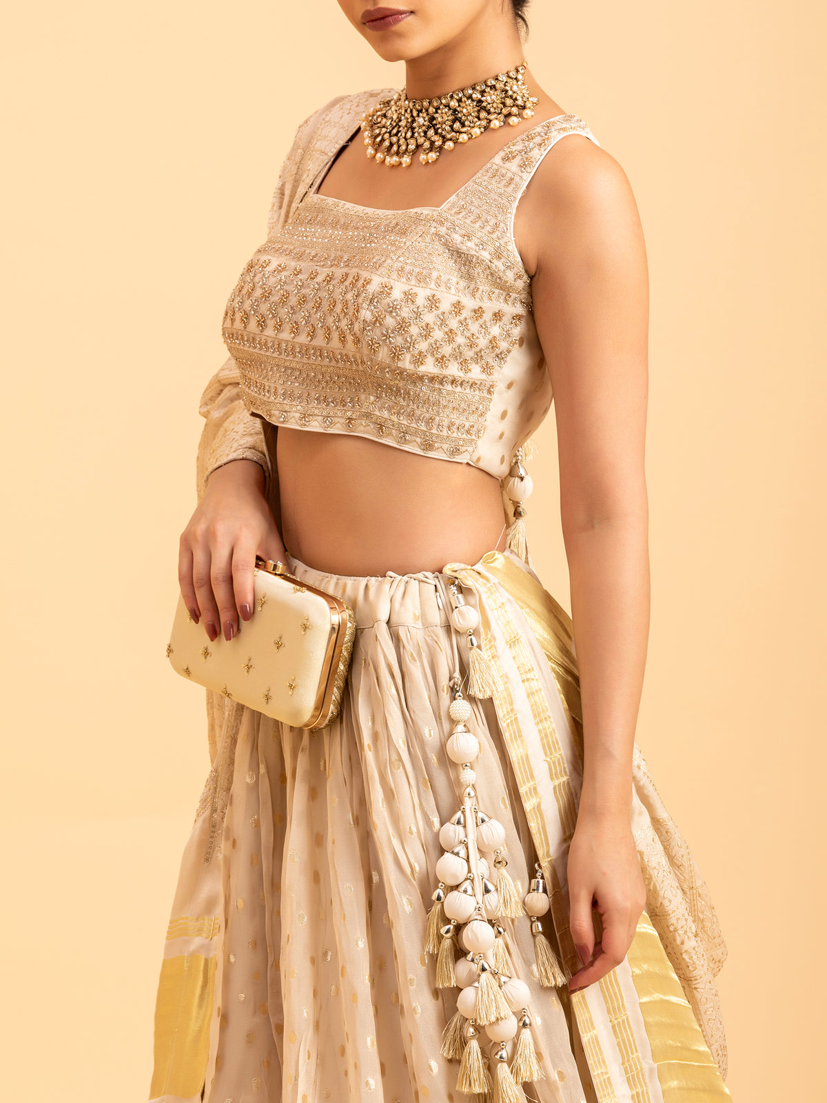 Ivory Radiance Mukaish Lehenga