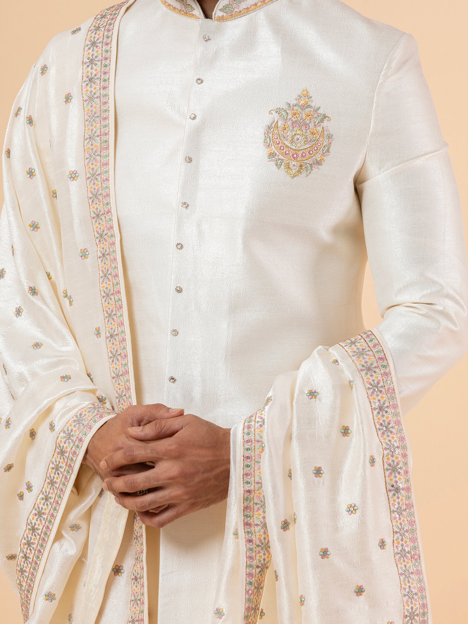 Pearl Allover-Embroidered Sherwani