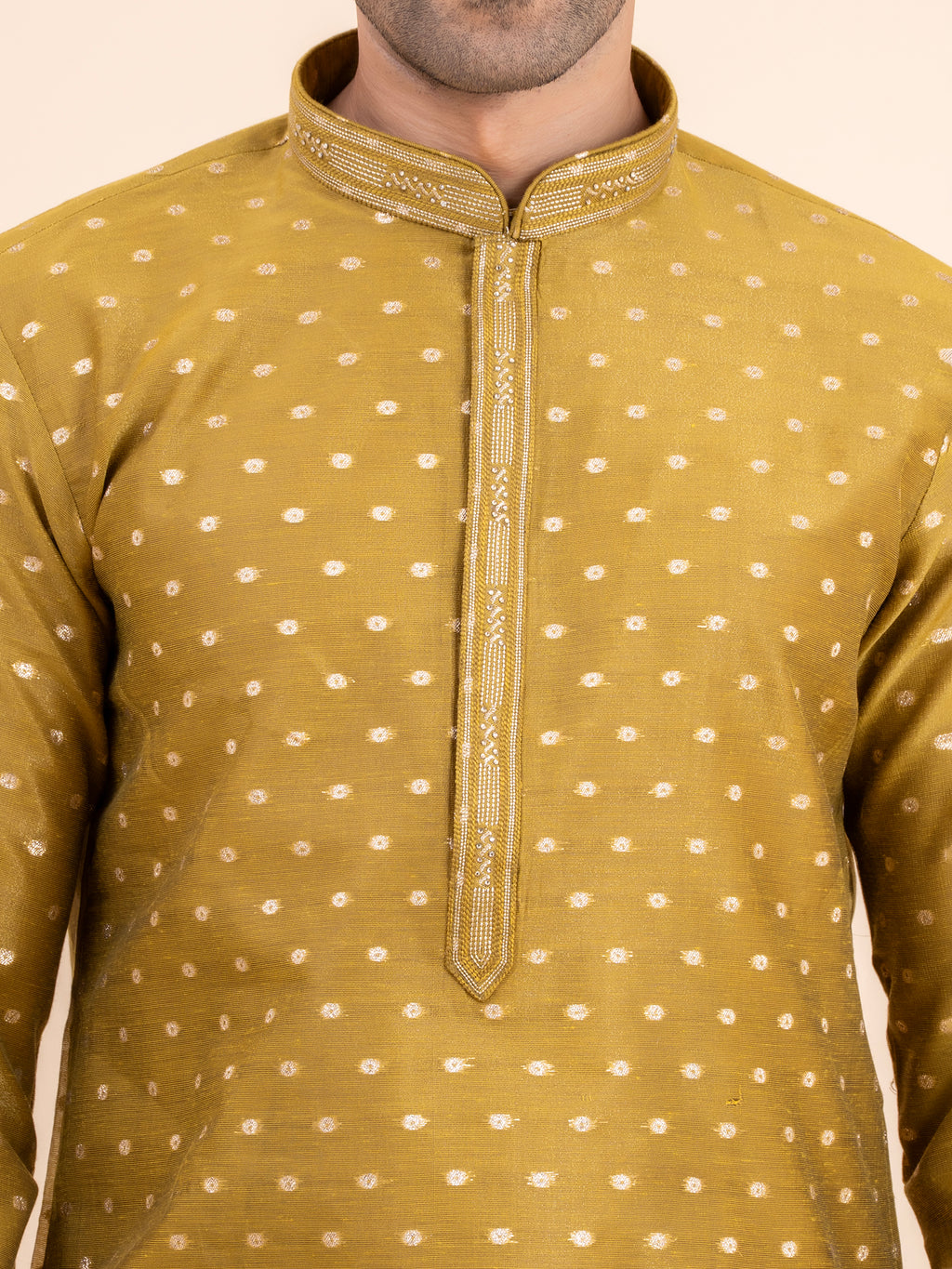 Mustard Yellow Woven Kurta Set