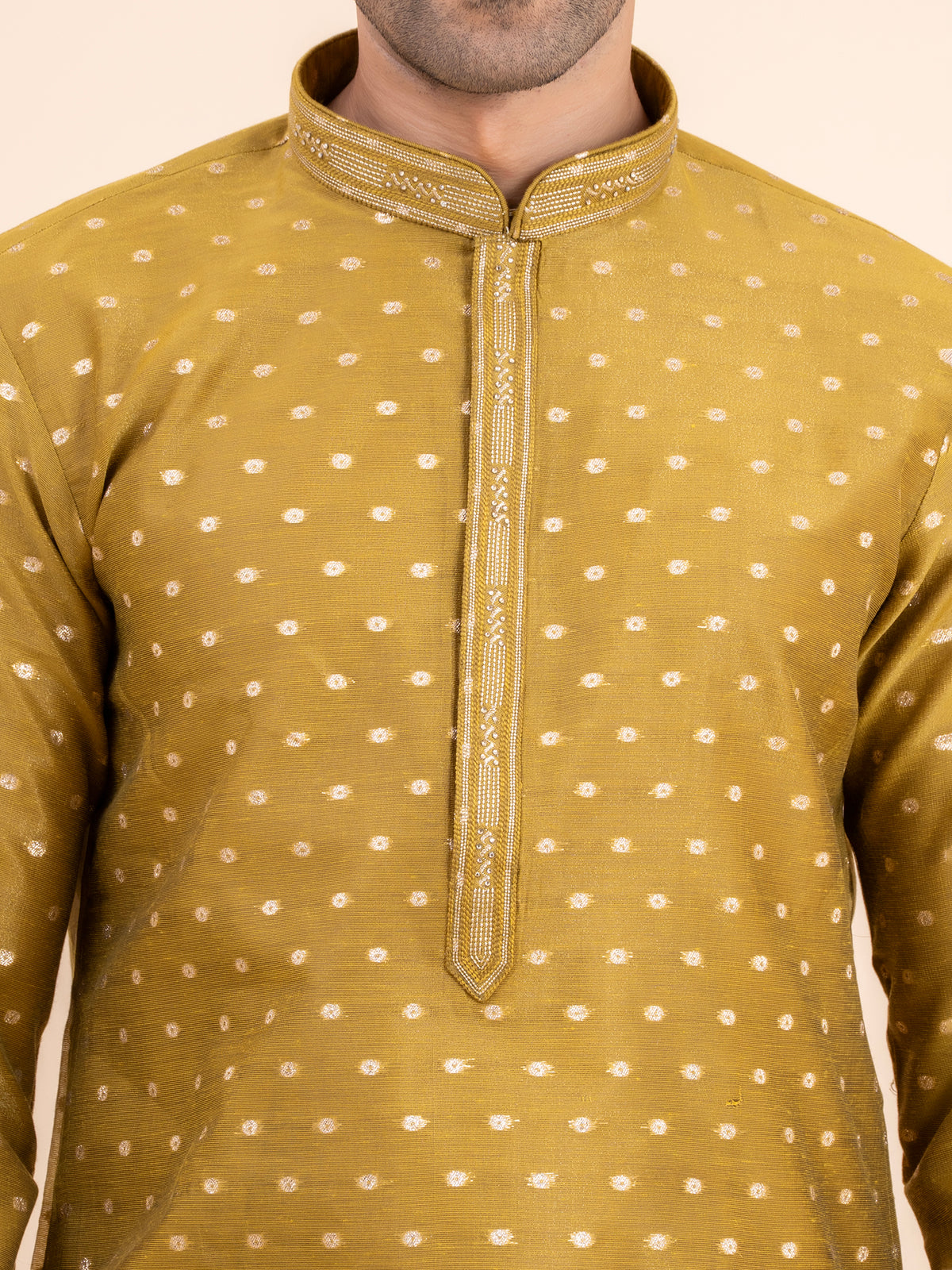 Mustard Yellow Woven Kurta Set