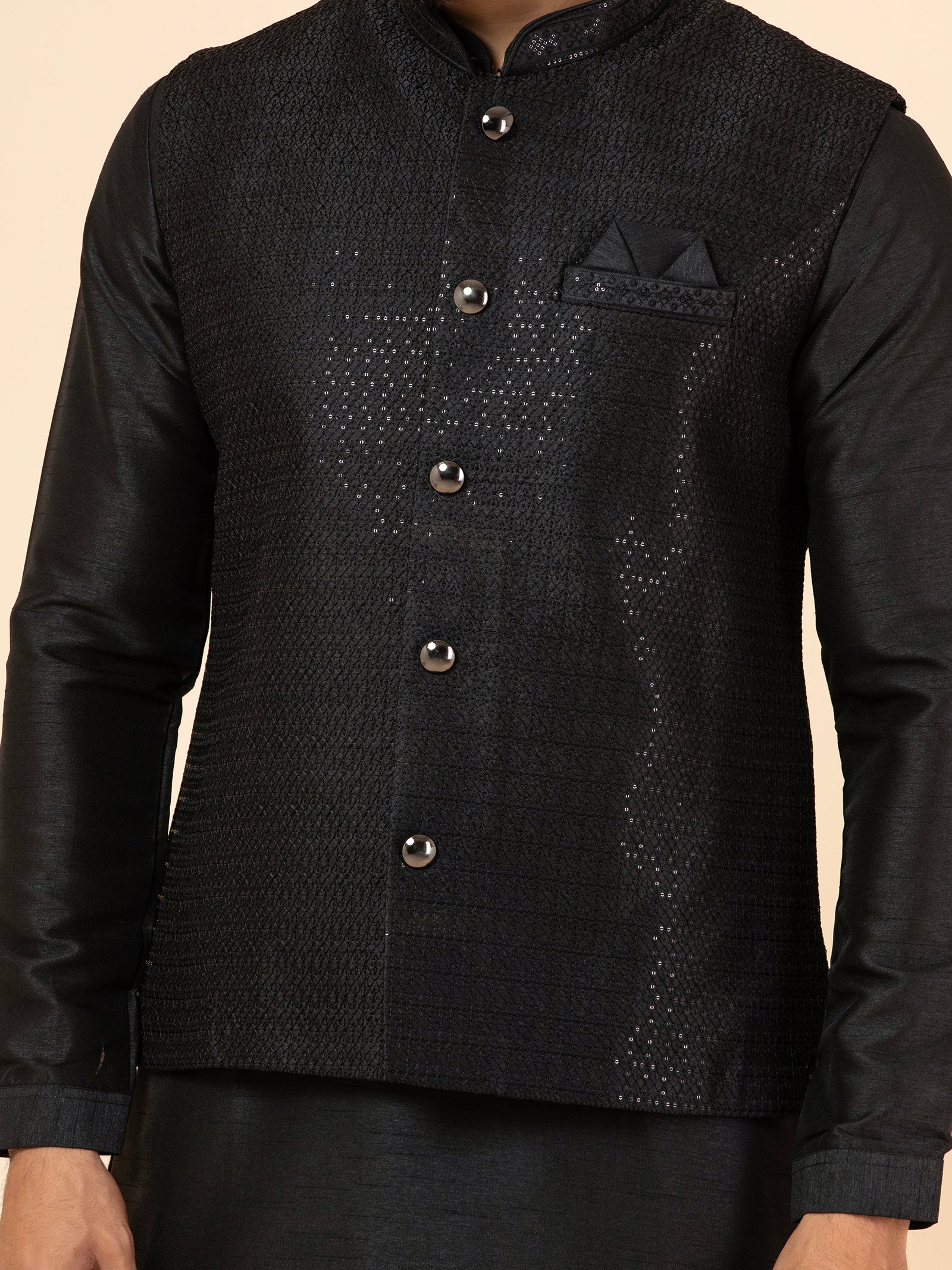 Jet Obsidian Geometric Sparkle Jacket Set