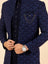 Deep Indigo Floral Threadwork Indowestern Set