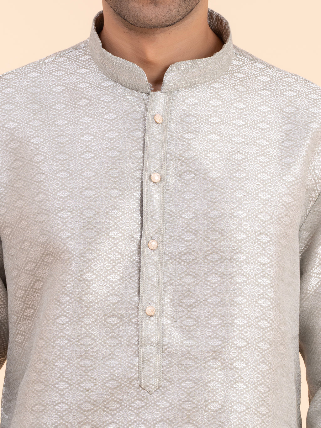 Platinum Brocade Kurta Set