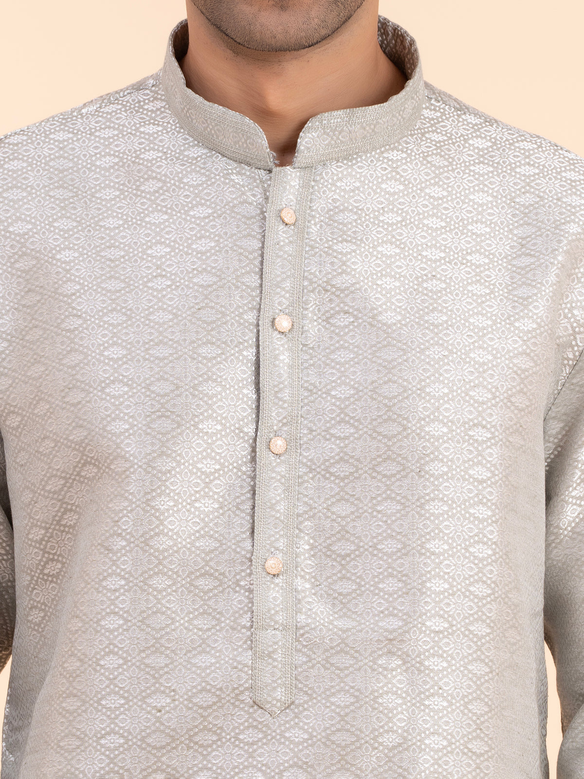 Platinum Brocade Kurta Set
