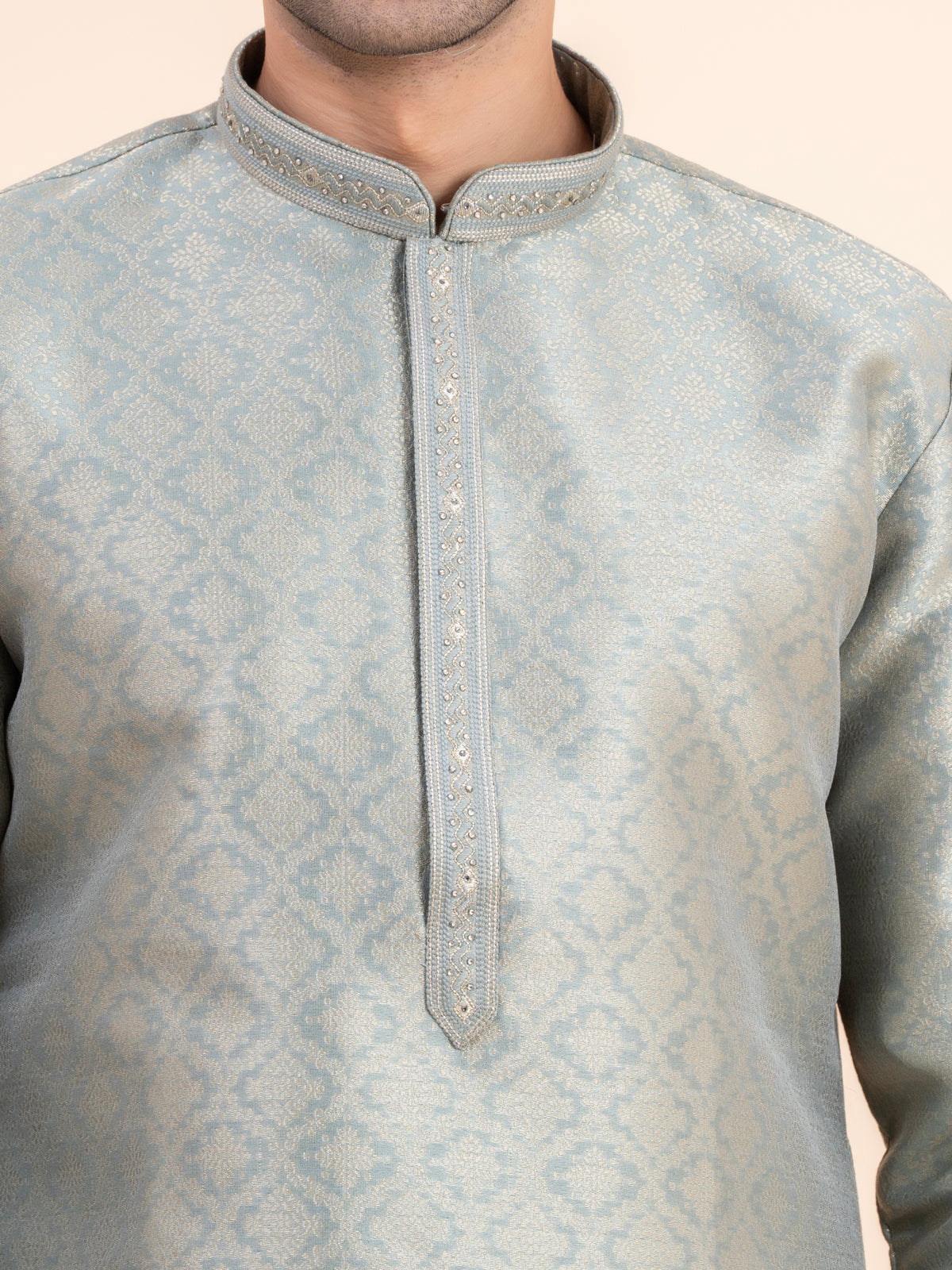 Sage Green Brocade Kurta Set