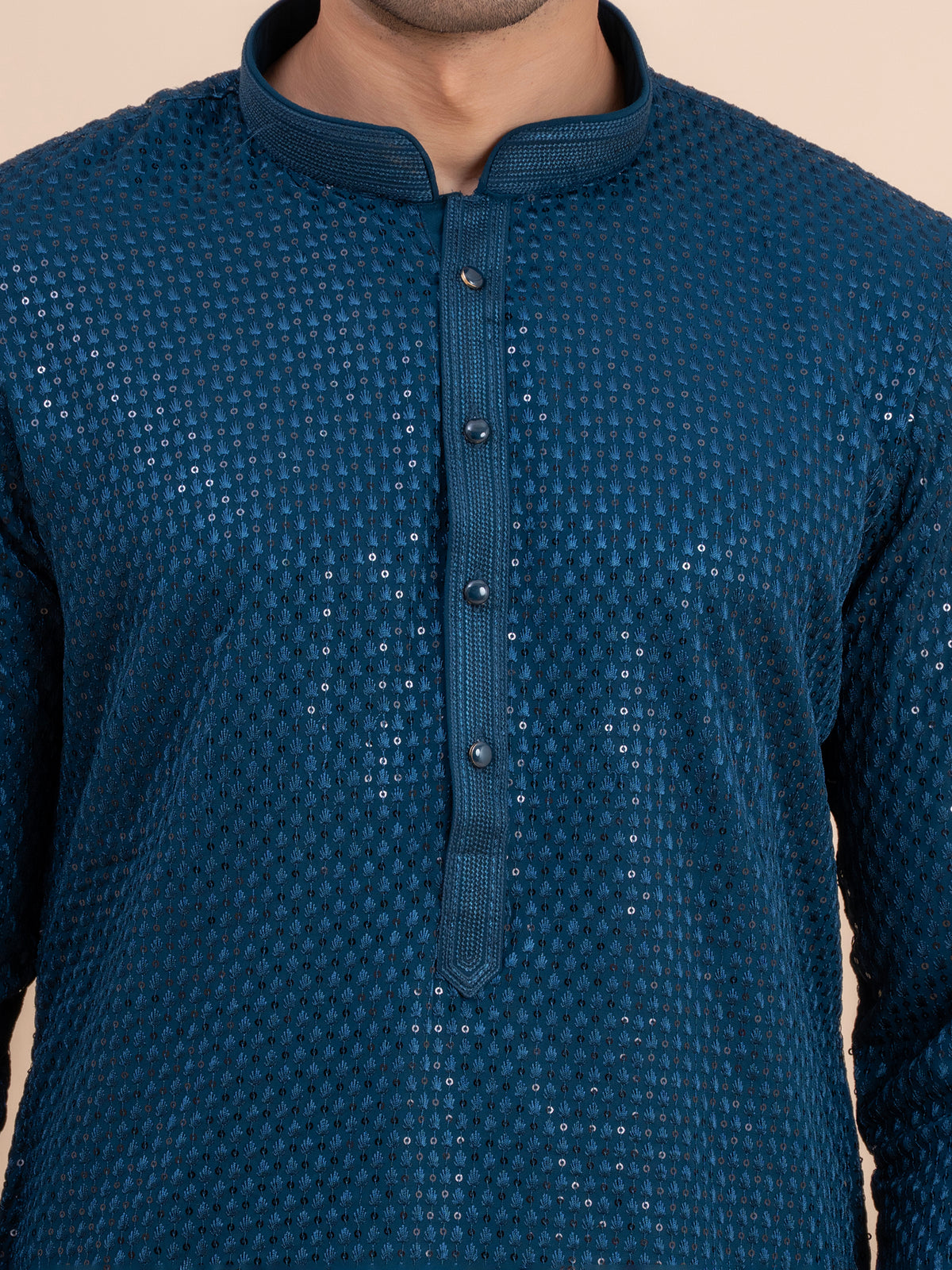 Deep Blue Sequin Kurta Set