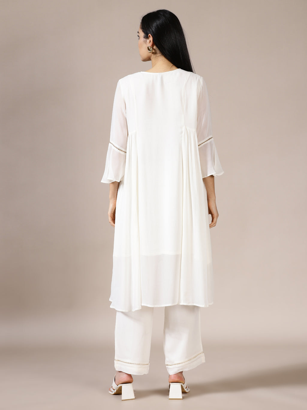 Pure White Embroidered Chiffon Set