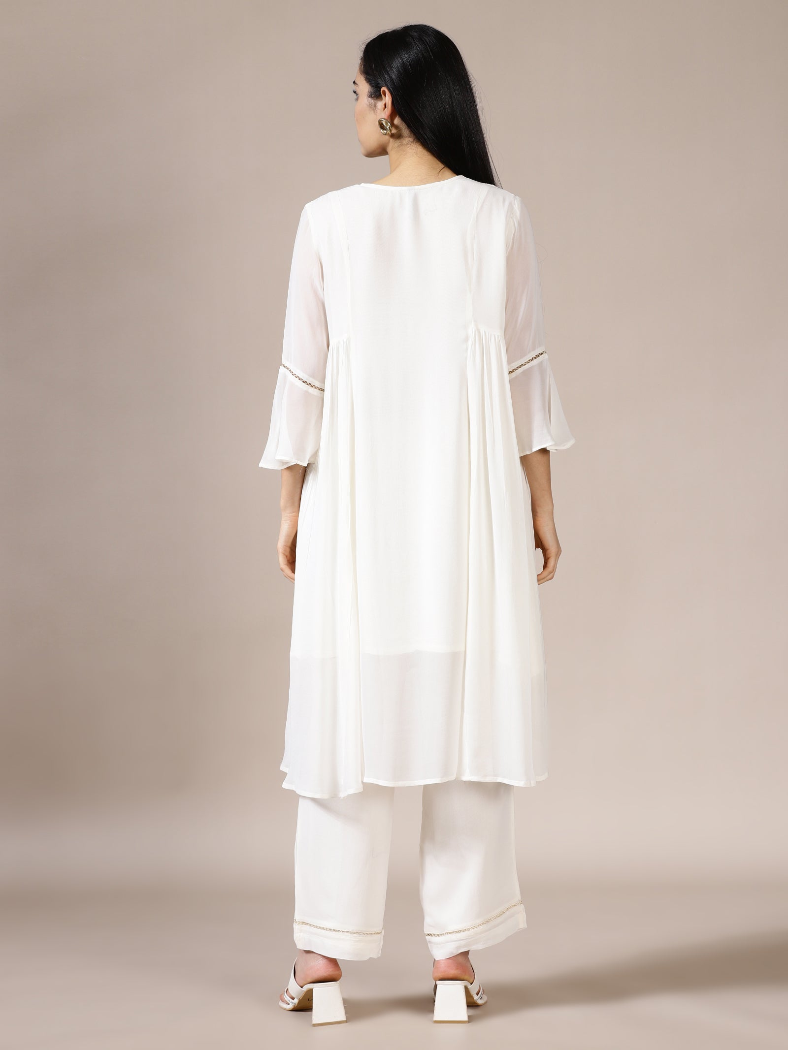 Pure White Embroidered Chiffon Set