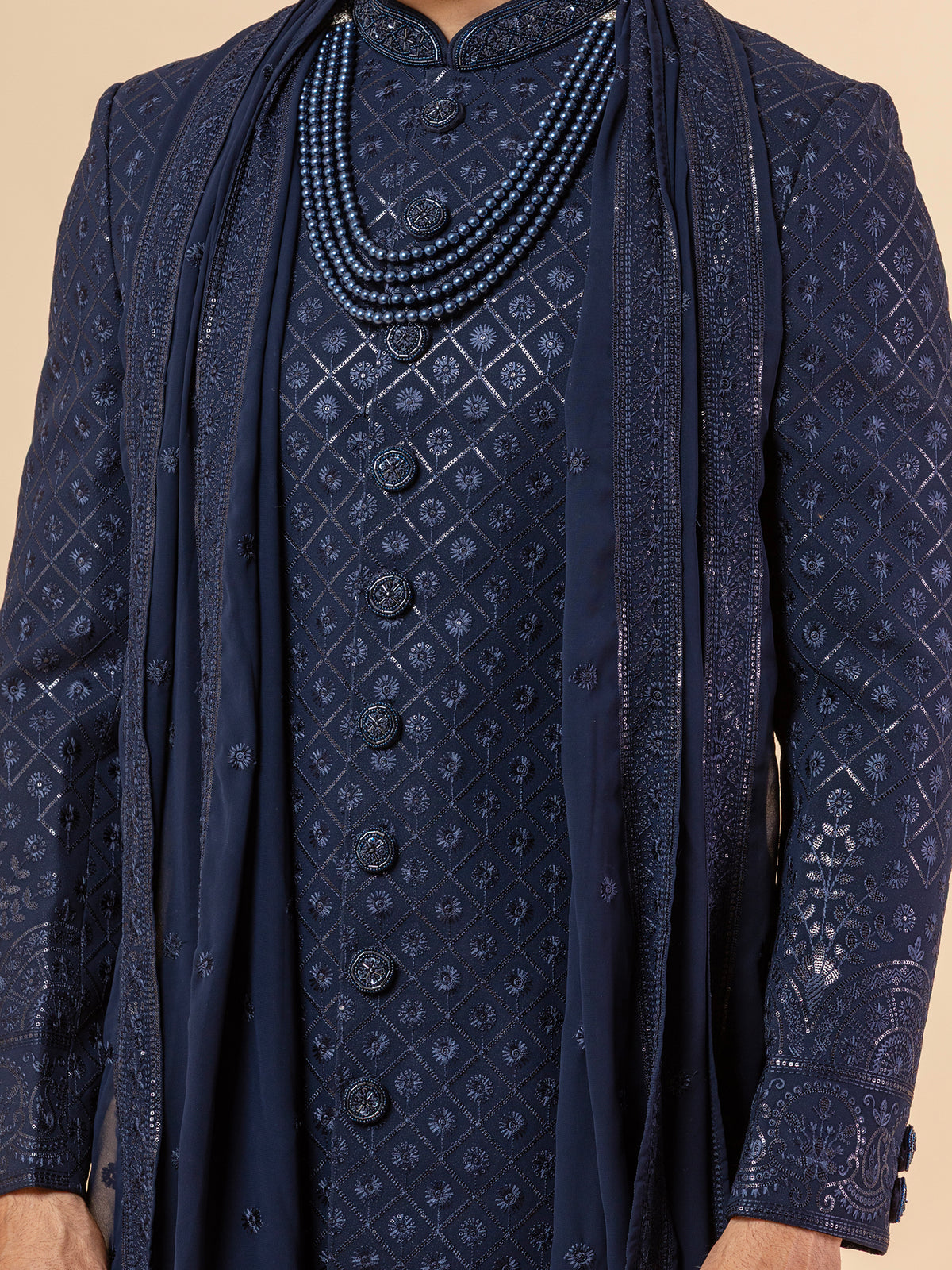 Midnight Sapphire Embroidered Sherwani