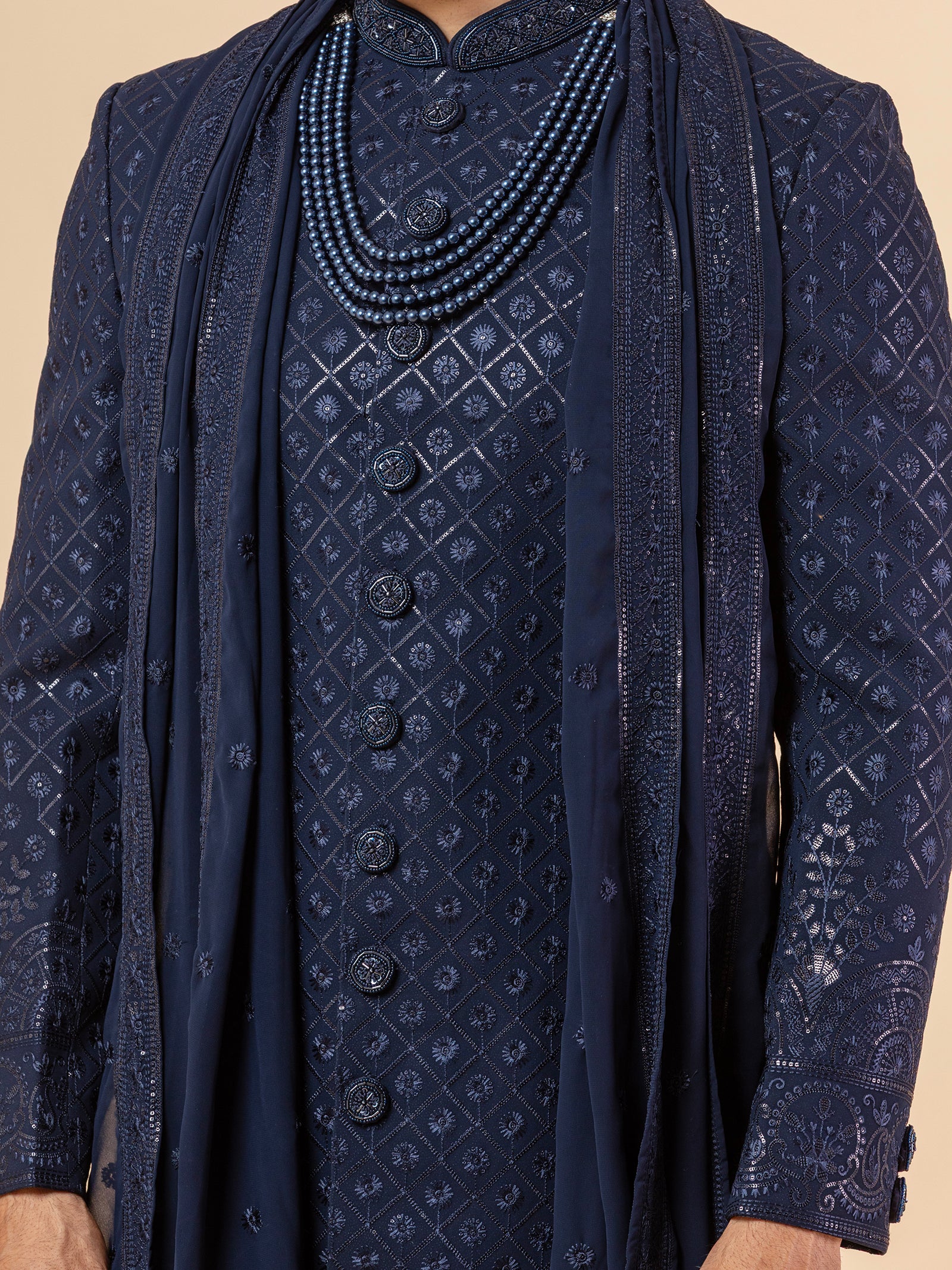 Midnight Sapphire Embroidered Sherwani