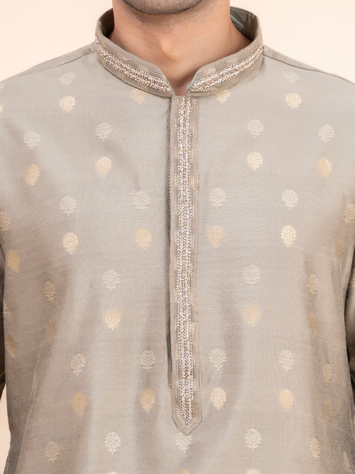 Olive Gold-Dot Kurta Set