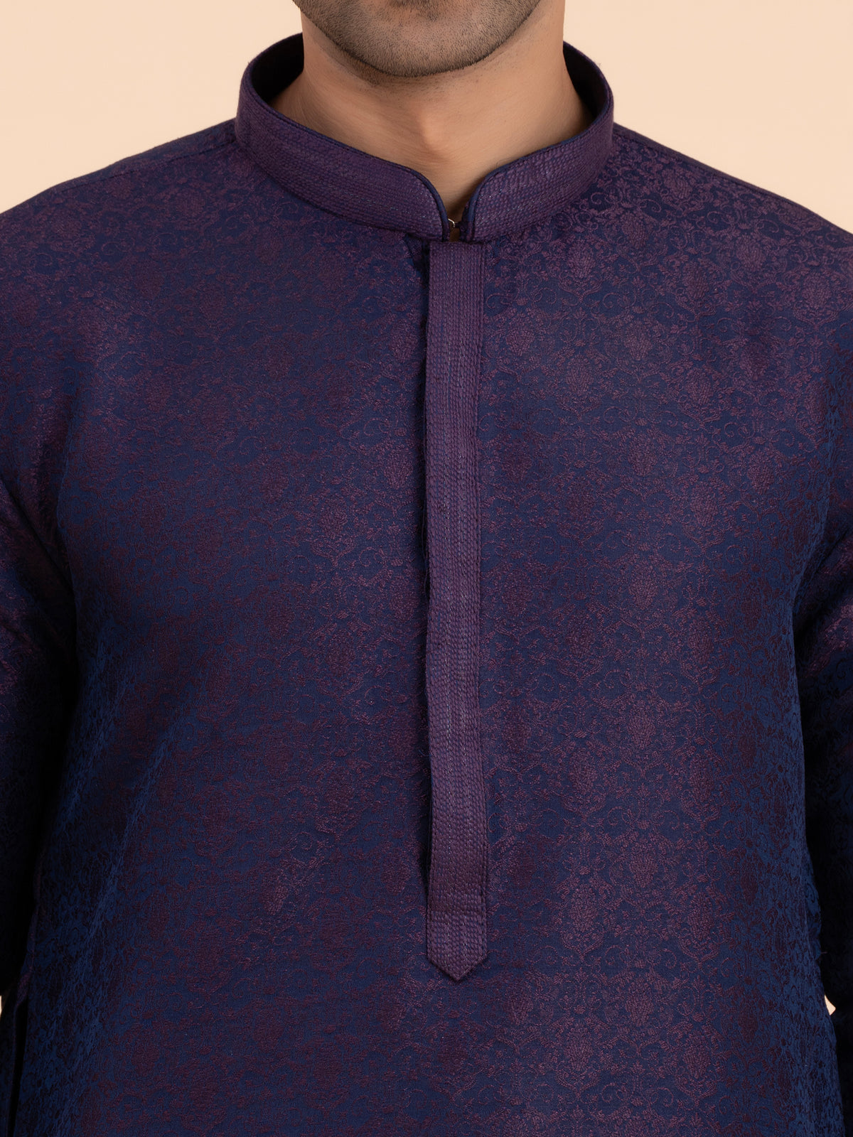 Midnight Indigo Brocade Kurta Set