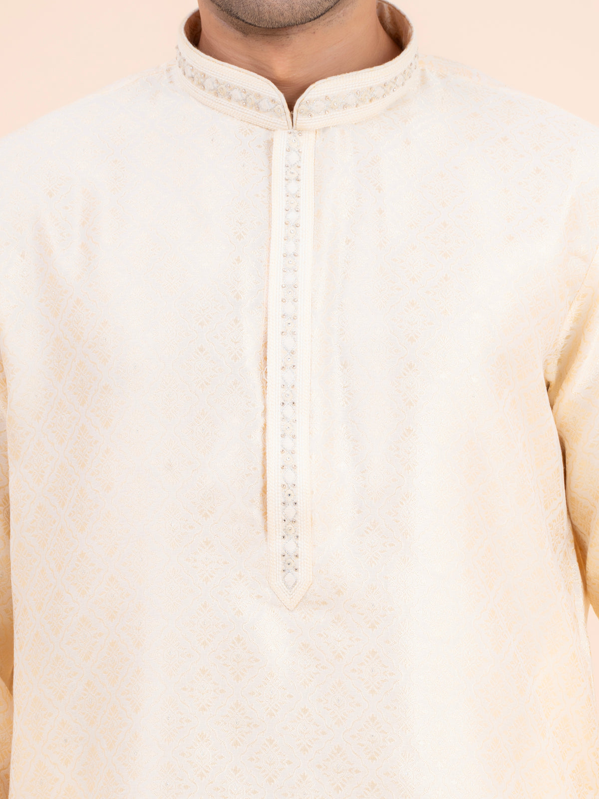 Ivory Jacquard Kurta Set