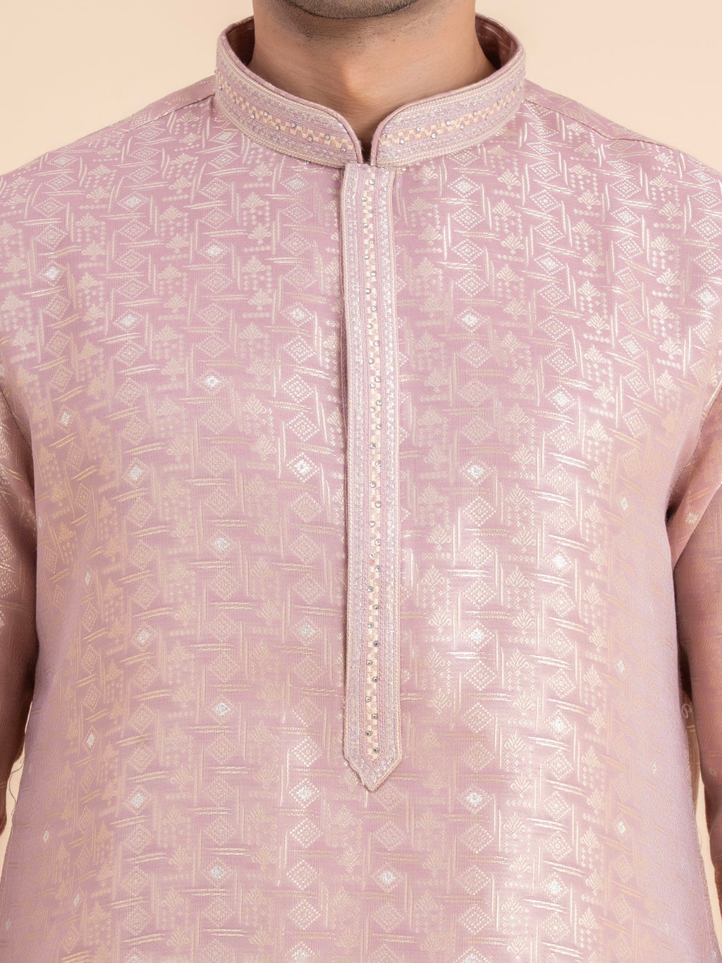 Blush Pink Brocade Kurta Set