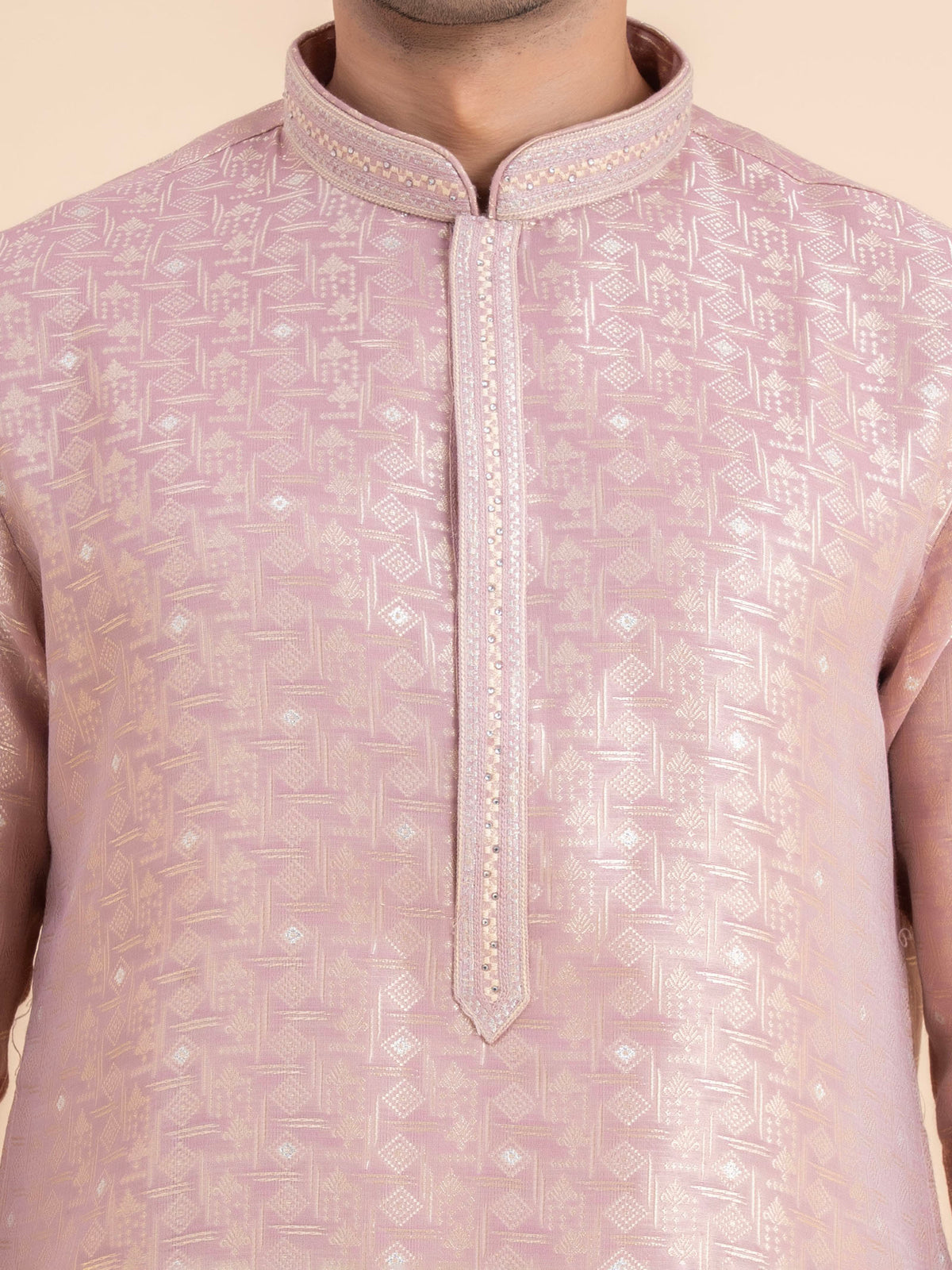Blush Pink Brocade Kurta Set