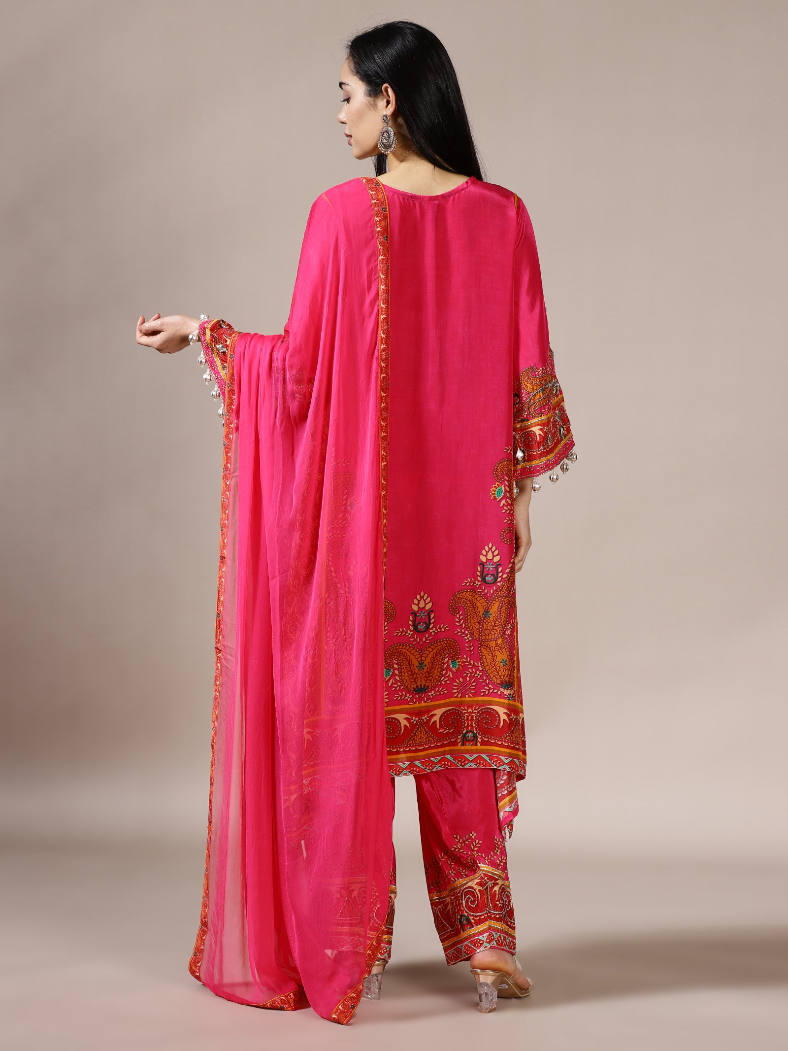 Fuchsia Heavy Paisley Print Suit Set
