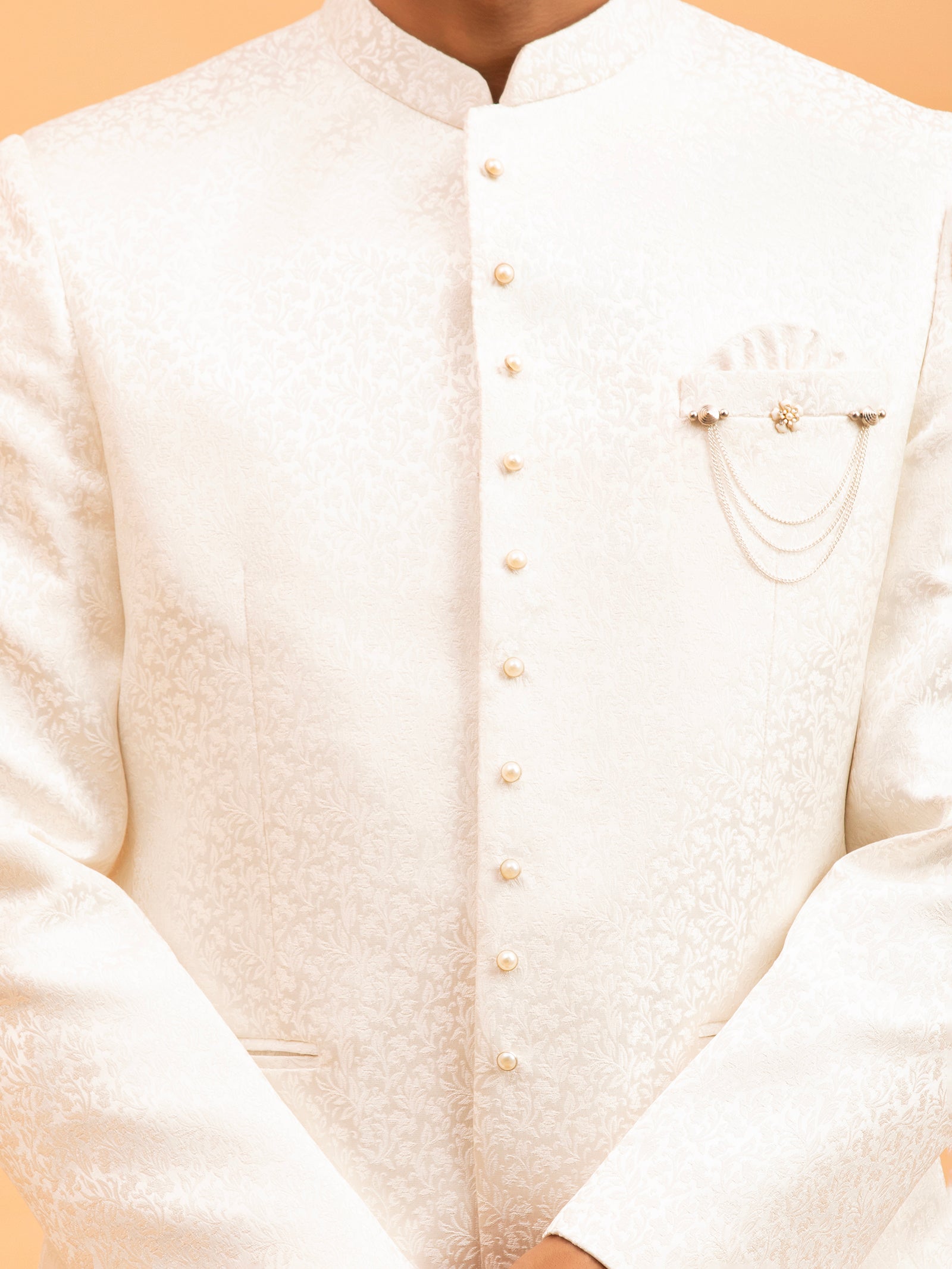 Ivory Heirloom Jacquard Jodhpuri Set