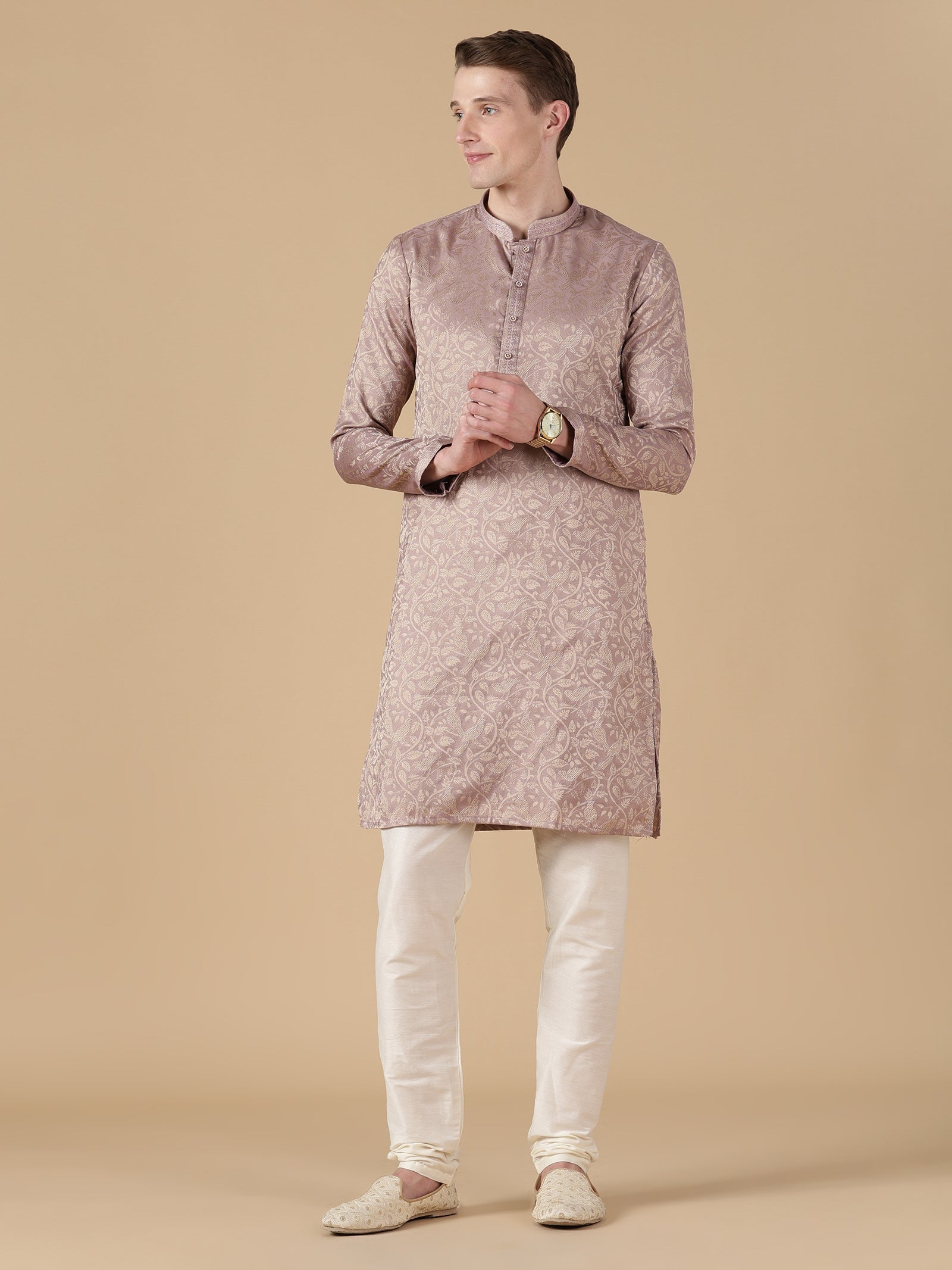 Dusty Mauve Brocade Kurta Set