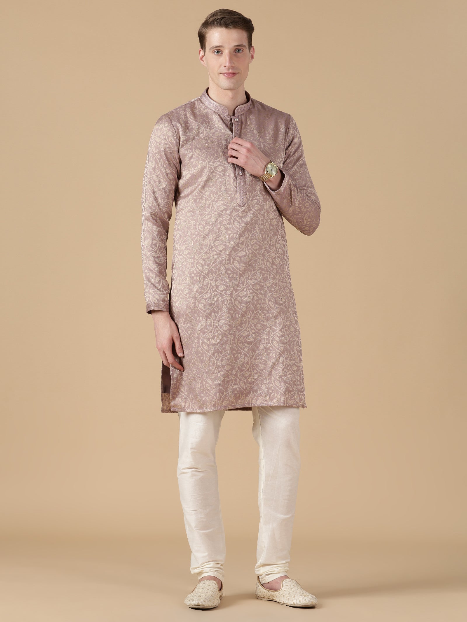 Dusty Mauve Brocade Kurta Set