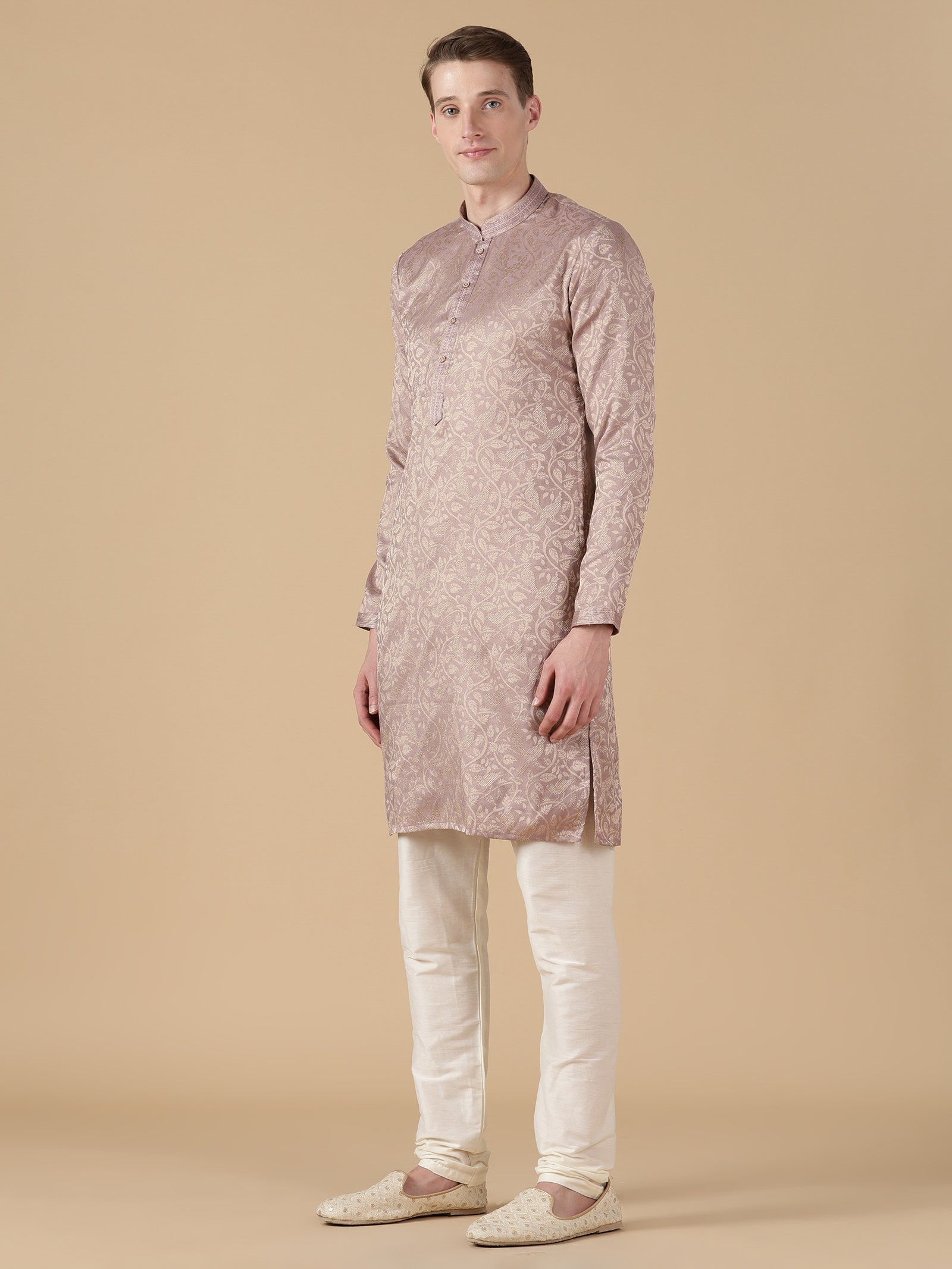 Dusty Mauve Brocade Kurta Set