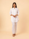 Alabaster Linen Chikankari Co-ord Set