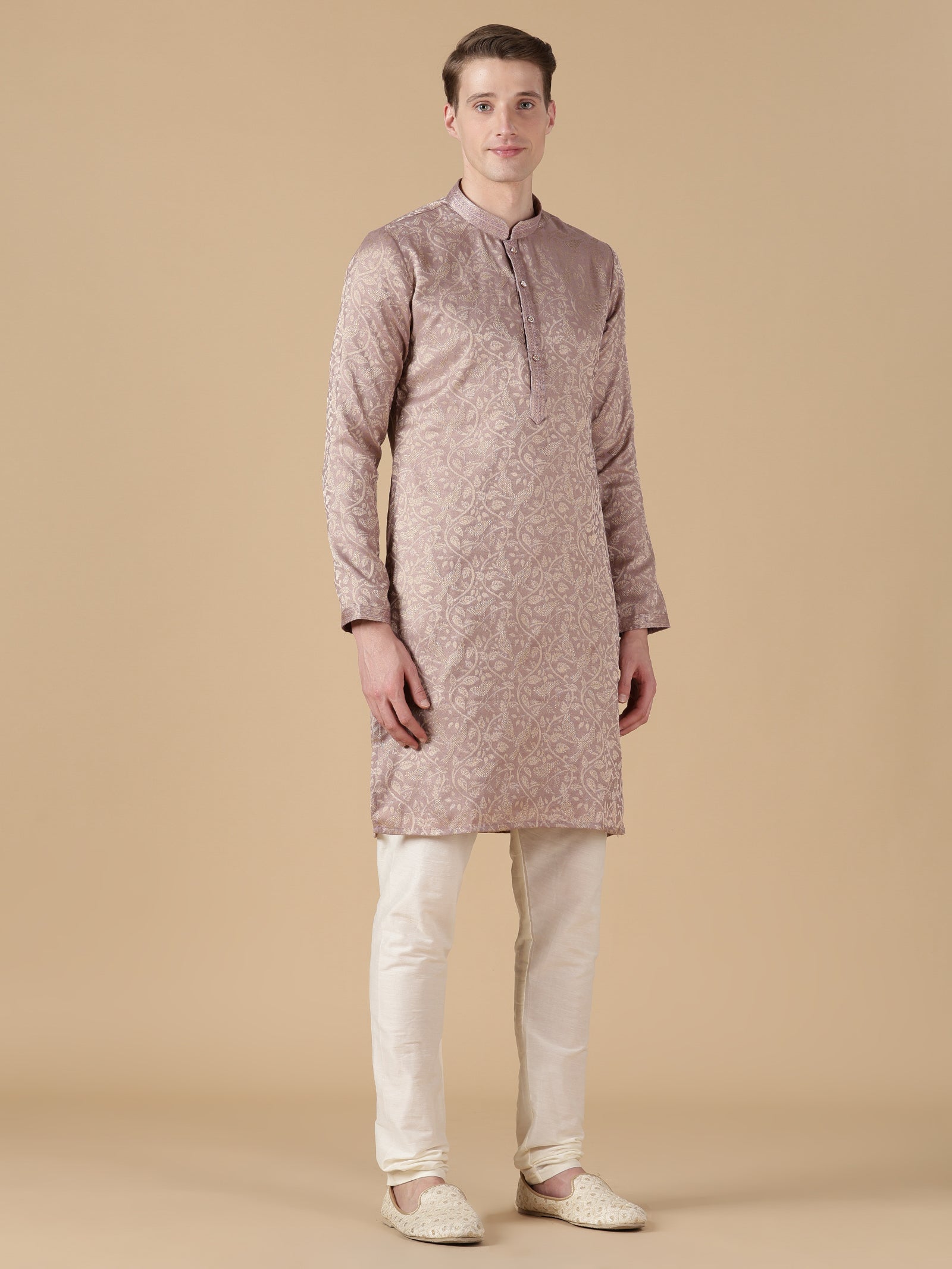 Dusty Mauve Brocade Kurta Set