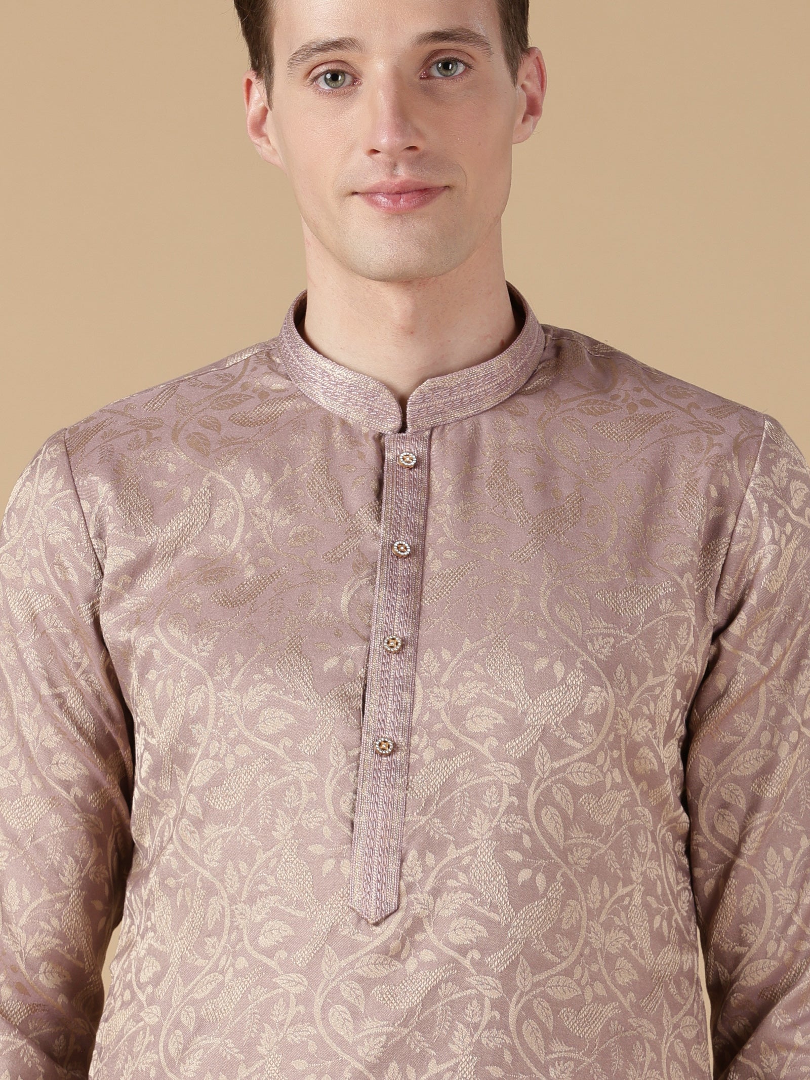 Dusty Mauve Brocade Kurta Set