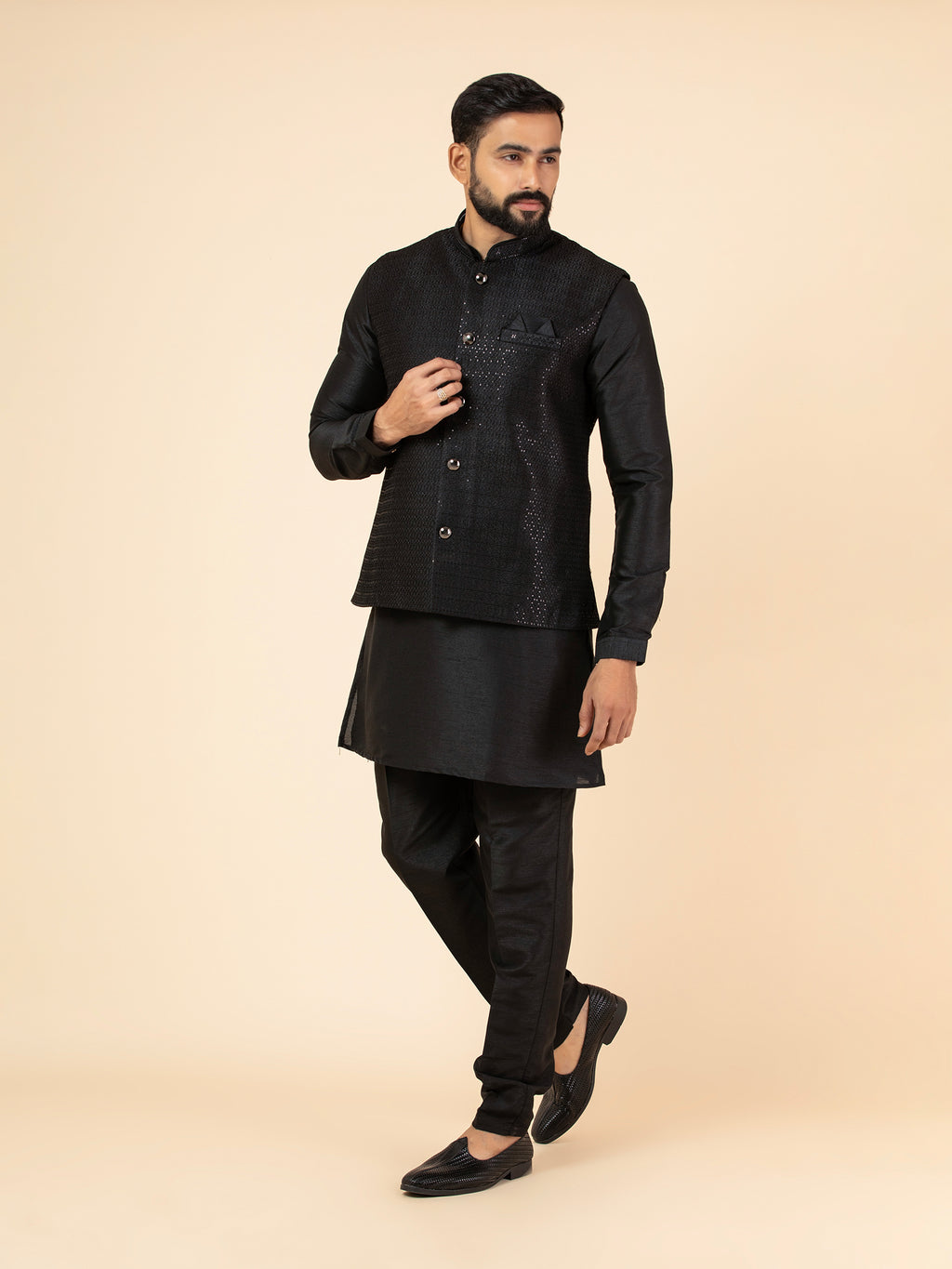 Jet Obsidian Geometric Sparkle Jacket Set