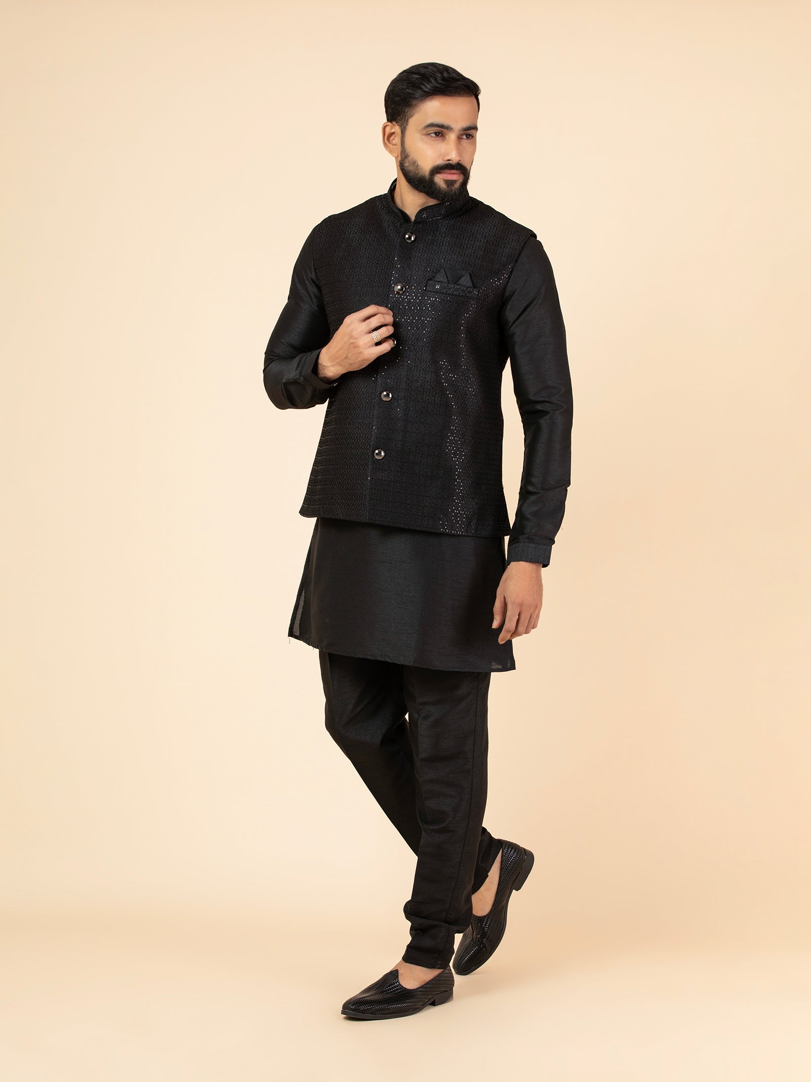 Jet Obsidian Geometric Sparkle Jacket Set