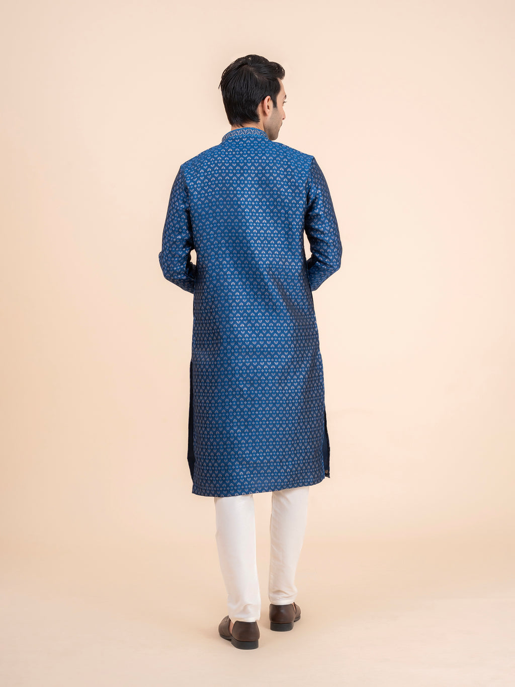 Deep Blue Brocade Kurta Set