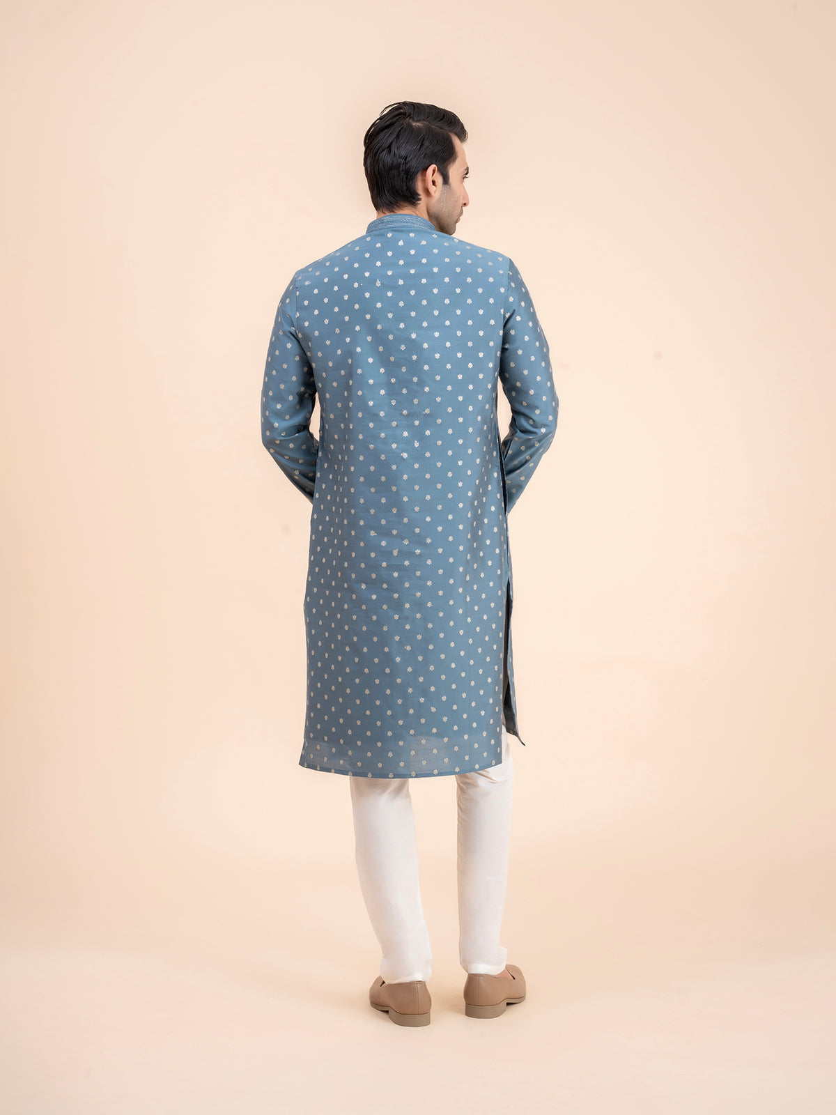 Slate Blue Floral Kurta Set