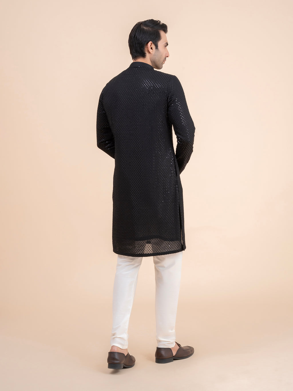 Jet Black Sequin Kurta Set