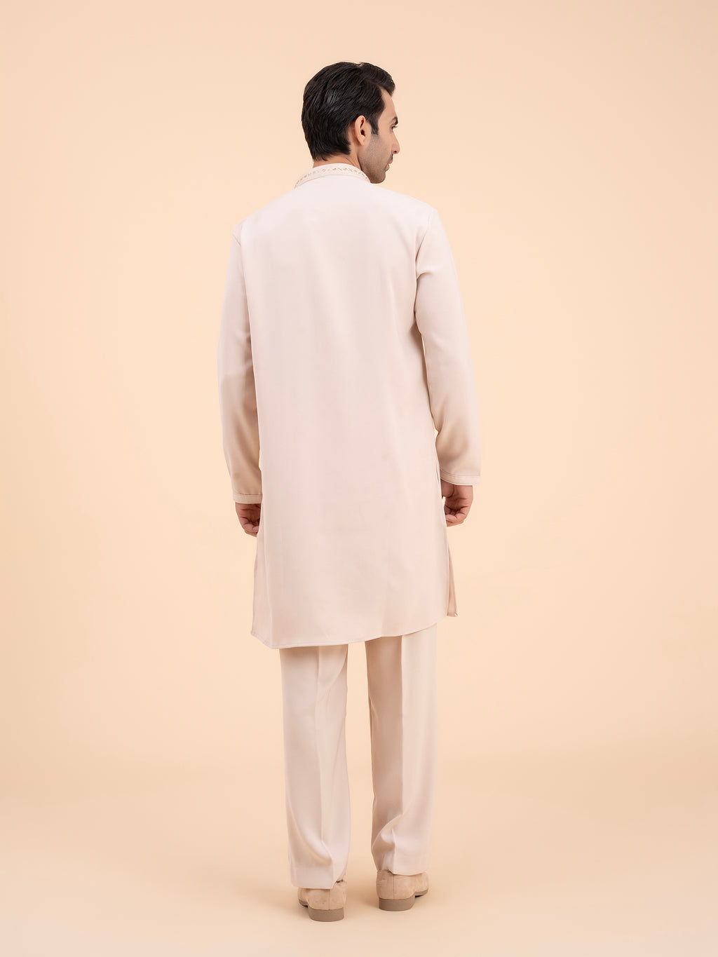 Soft Sand Embellished Neck Kurta Set