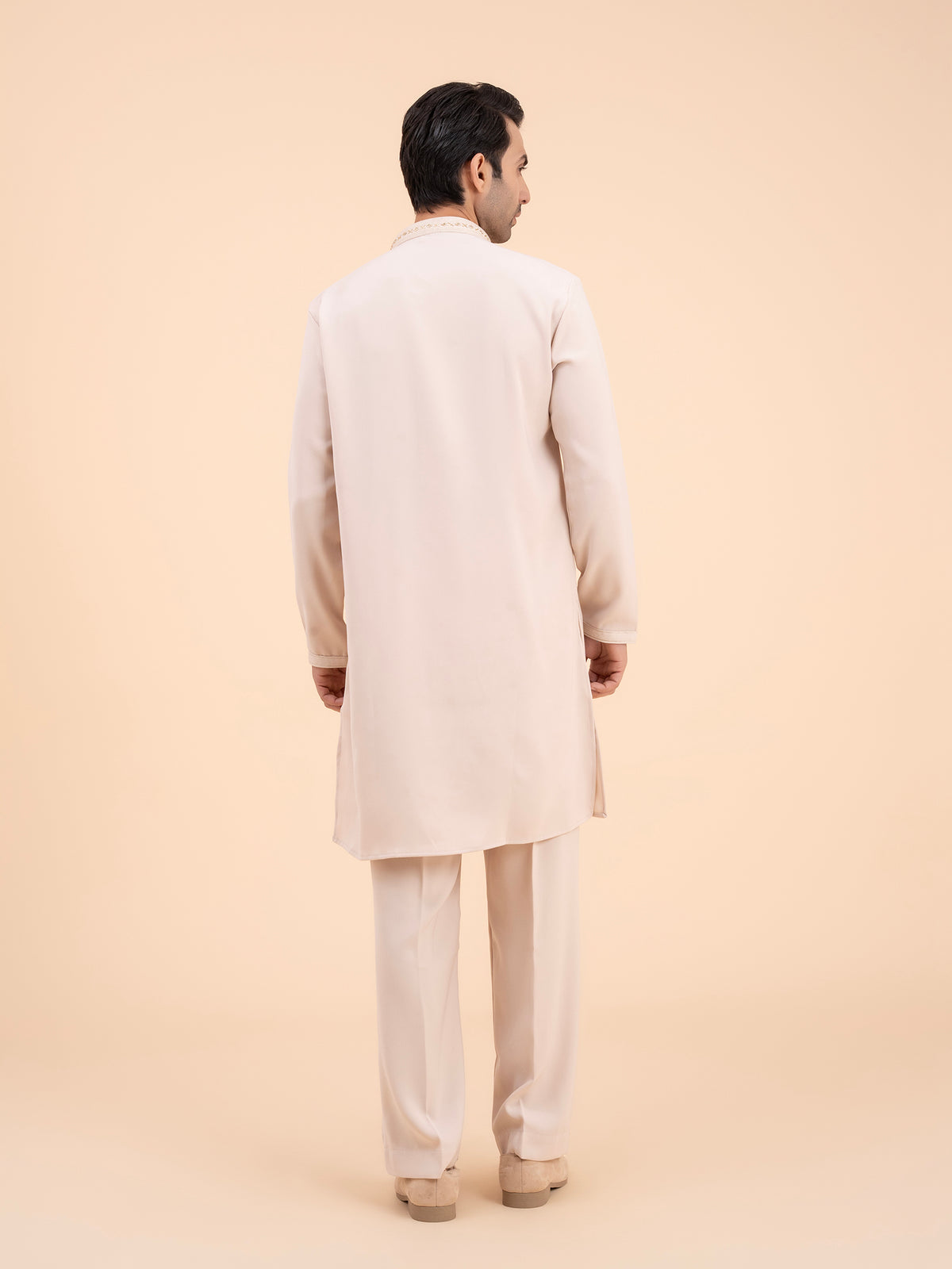 Soft Sand Embellished Neck Kurta Set