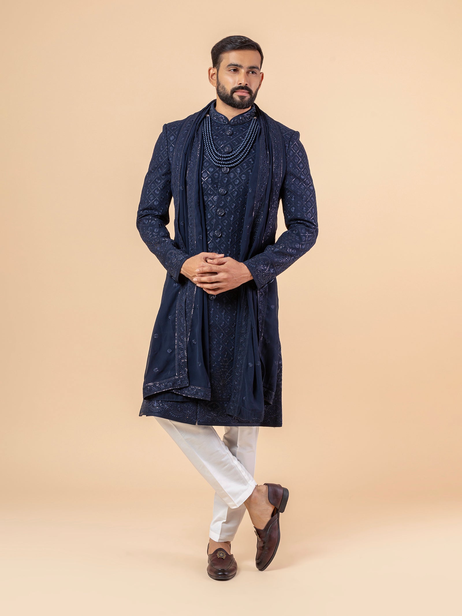 Midnight Sapphire Embroidered Sherwani