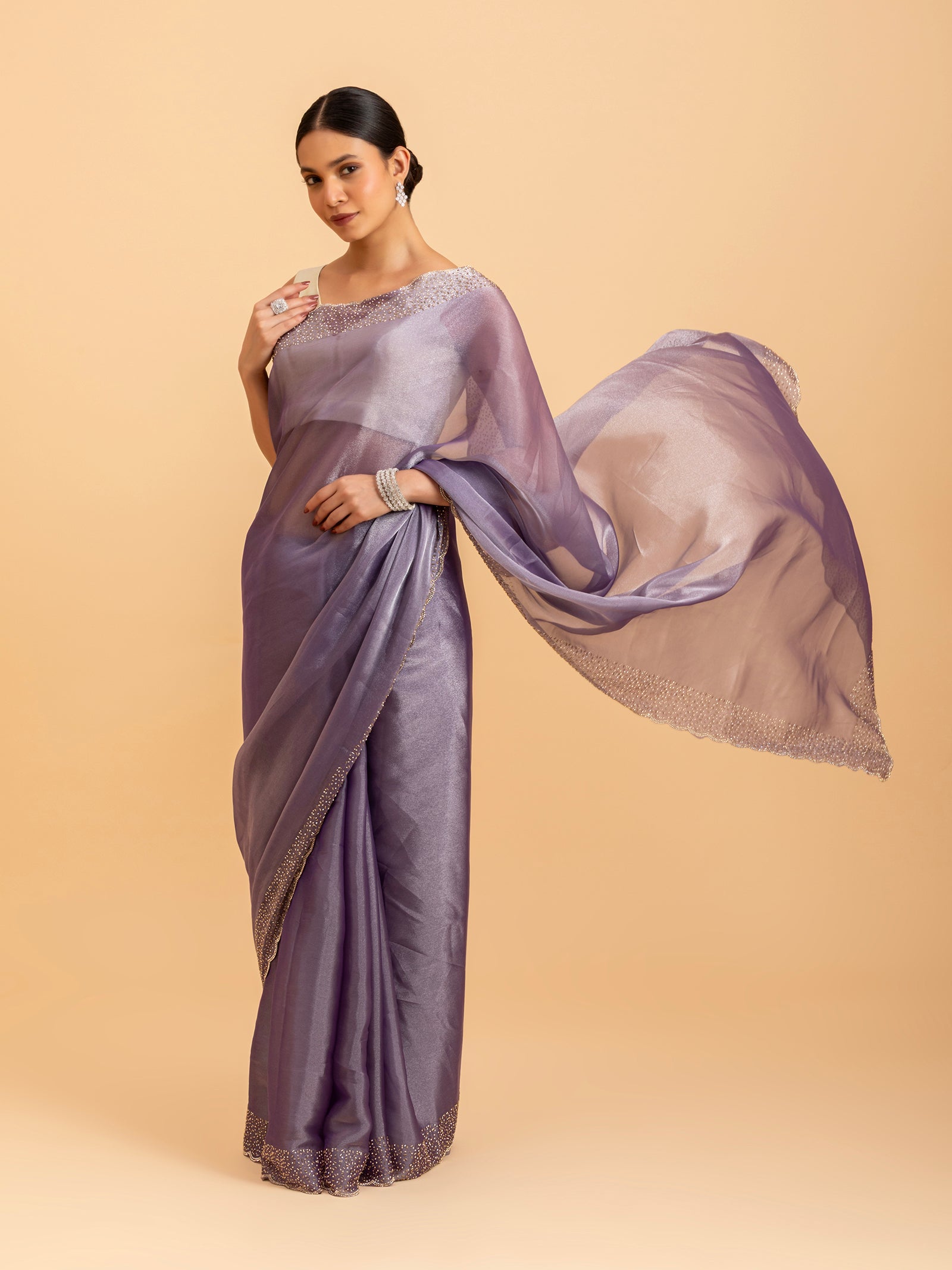 Celestial Lilac Shimmer Saree