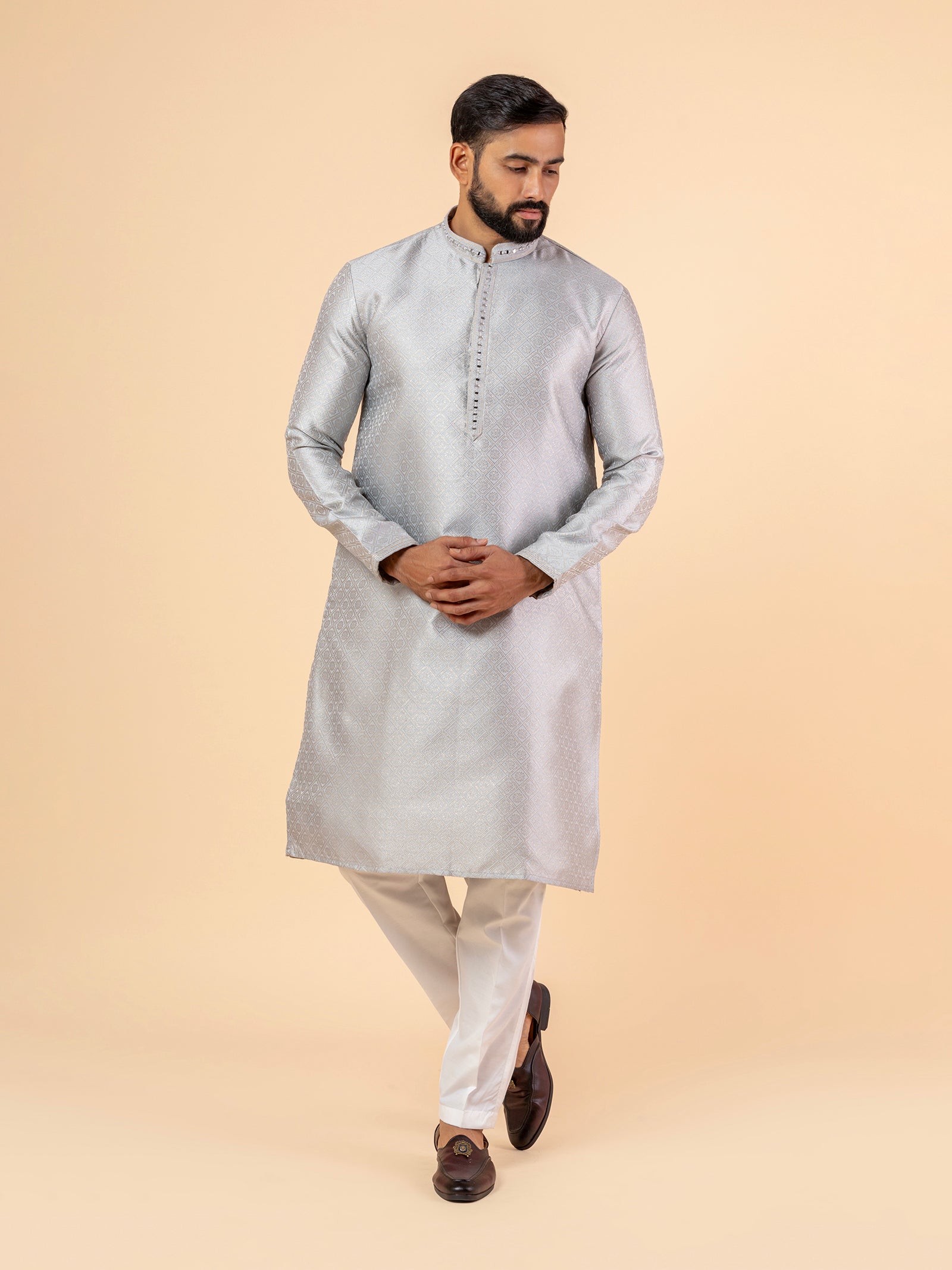 Sterling Grey Rhombus Kurta Set