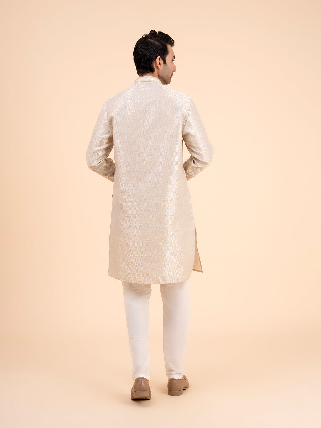 Beige Brocade Kurta Set