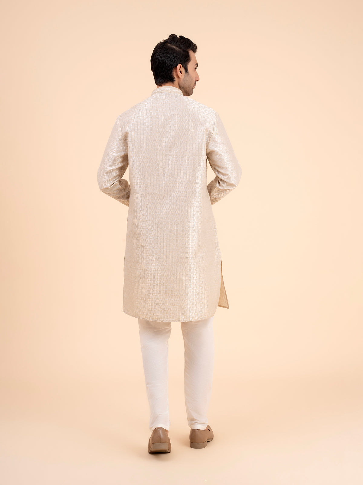 Beige Brocade Kurta Set