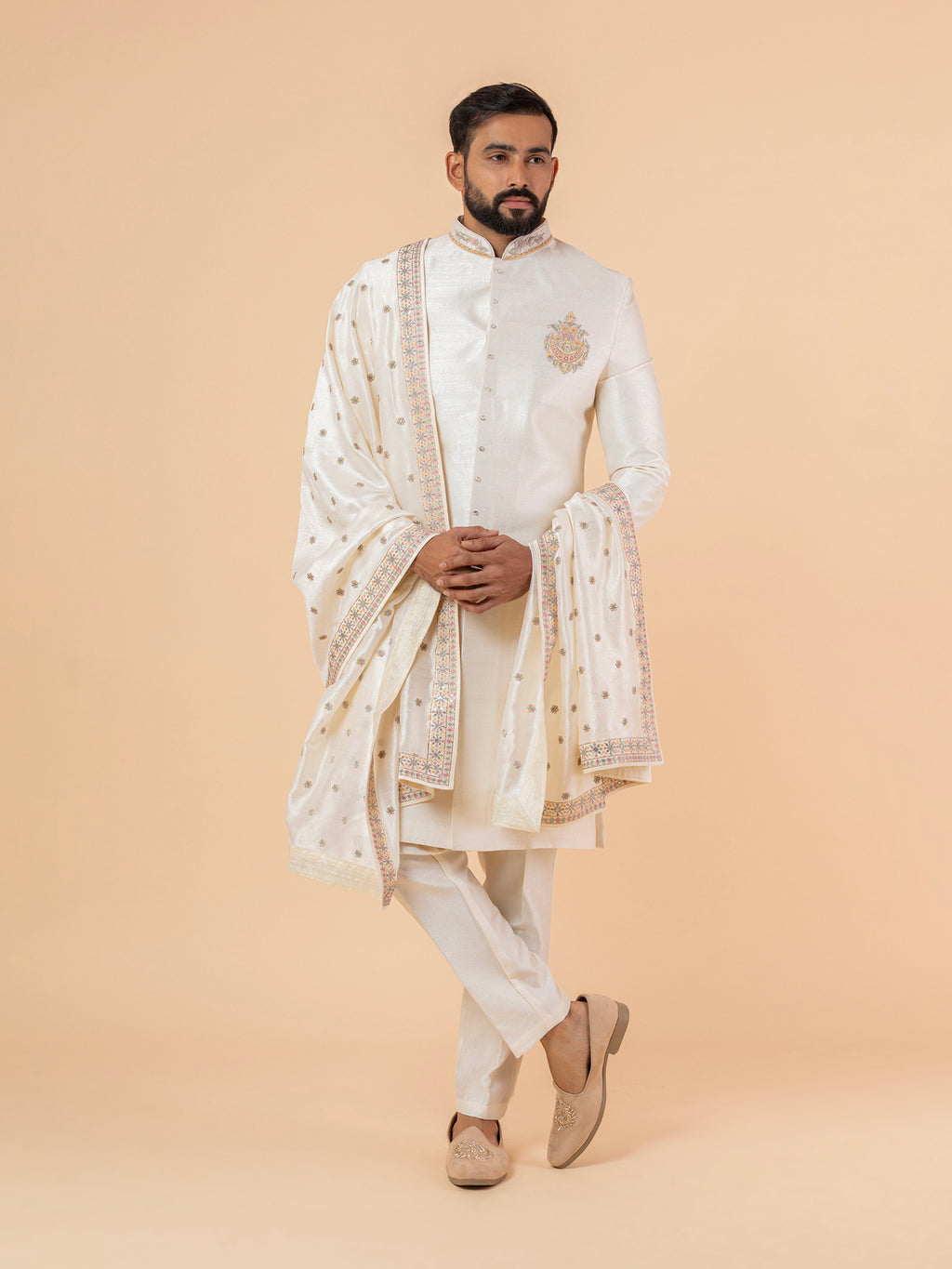 Pearl Allover-Embroidered Sherwani