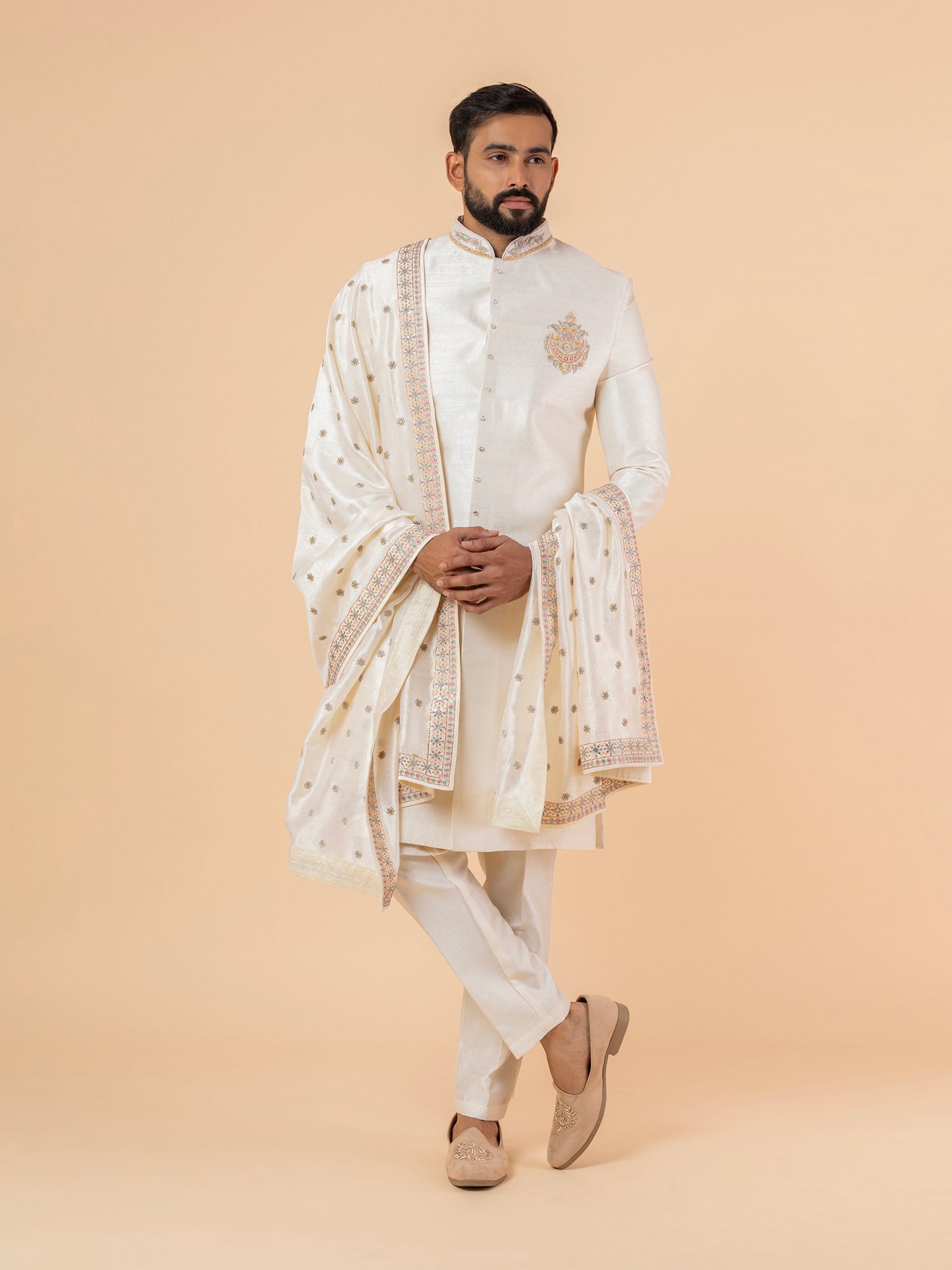 Pearl Allover-Embroidered Sherwani