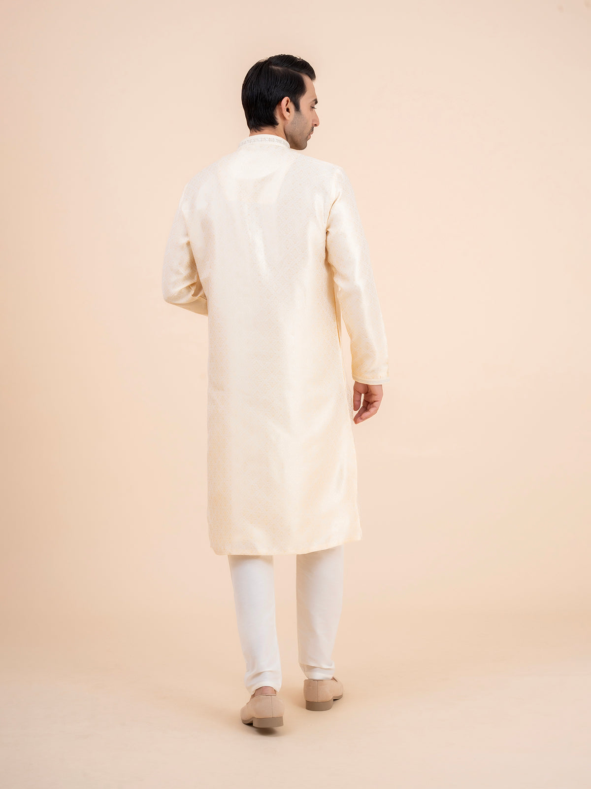 Ivory Jacquard Kurta Set