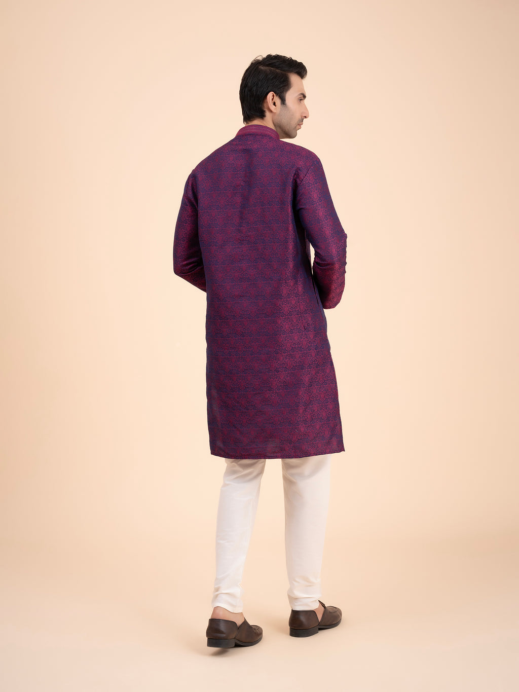 Deep Plum Brocade Kurta Set